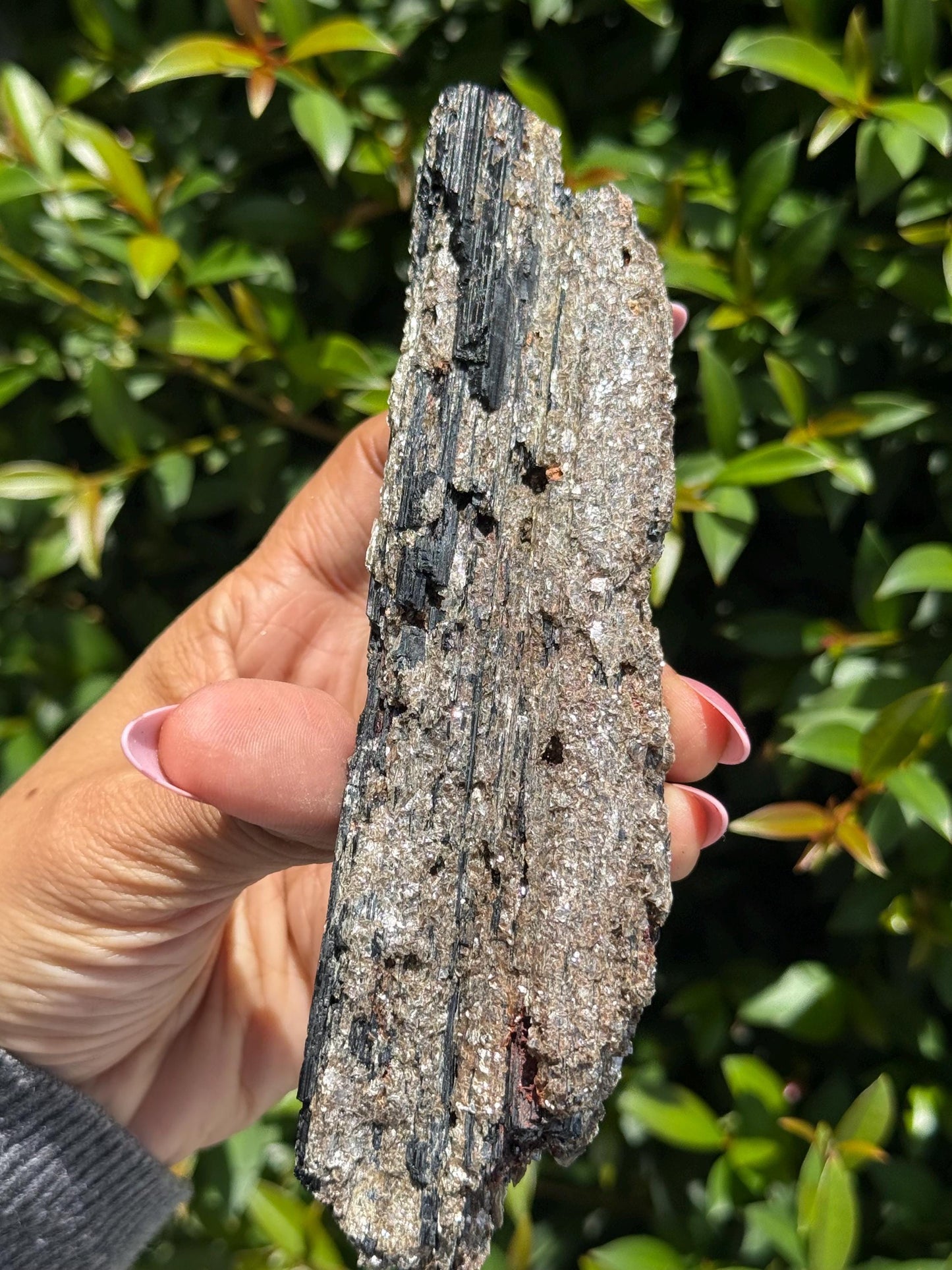 Black Tourmaline with Mica, Raw Black Tourmaline, Tourmaline mineral, Raw Crystal Specimen, Crystal Gifts, Home Decor