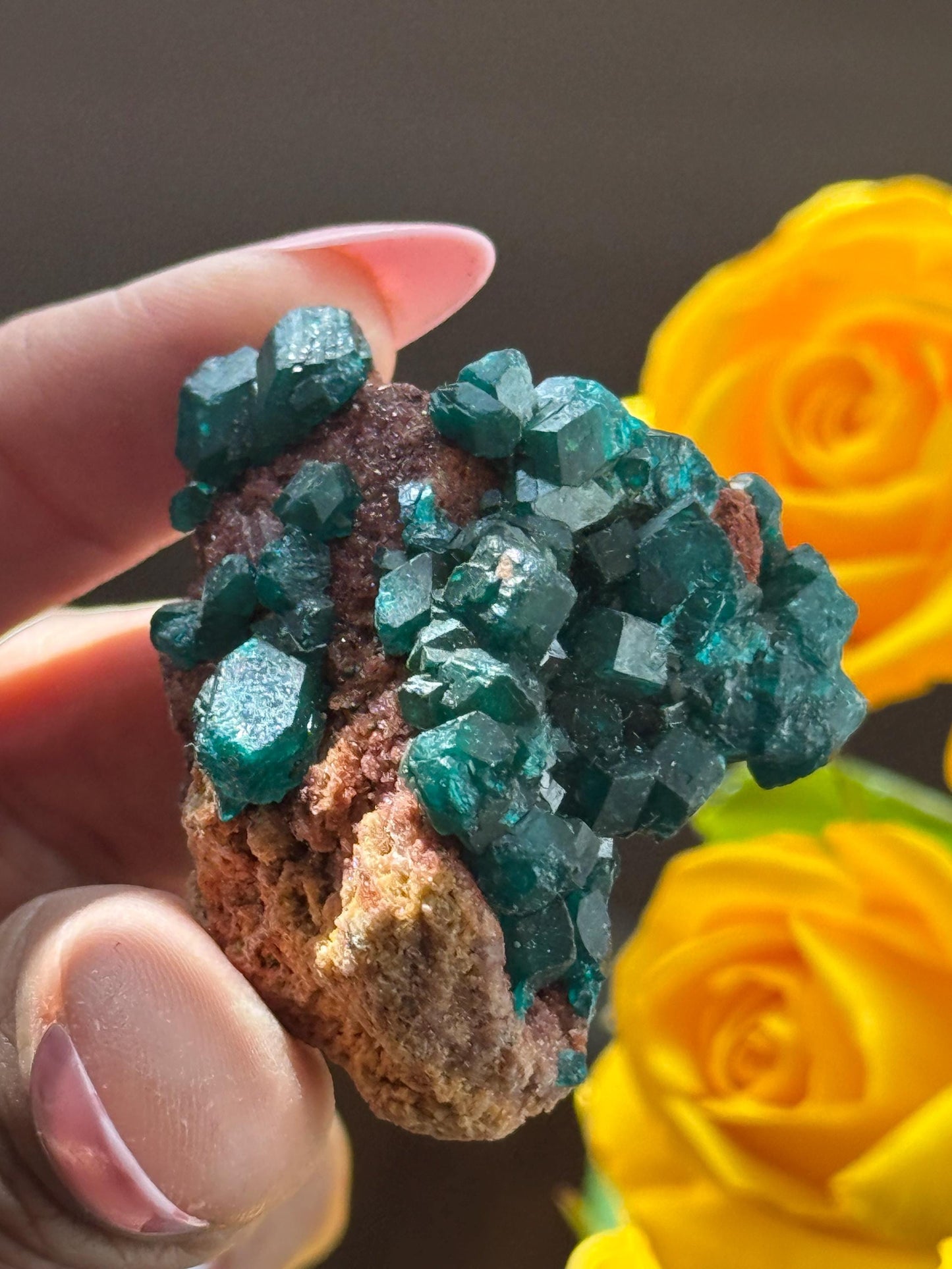 Dioptase, Natural Raw Dioptase, Dioptase from Republic of the Congo, Fossils and Minerals,