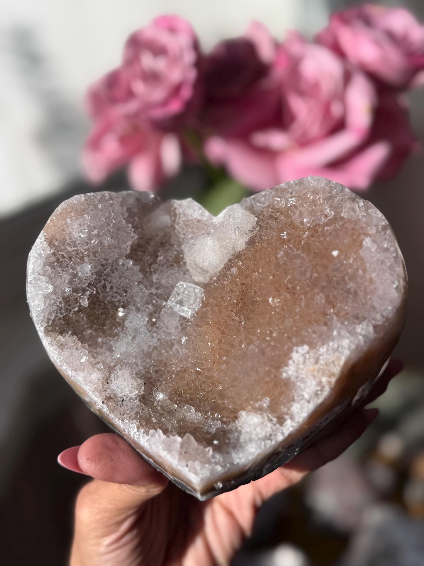 Druzy Pink Amethyst Heart - Brazilian Pink Amethyst Zeolite