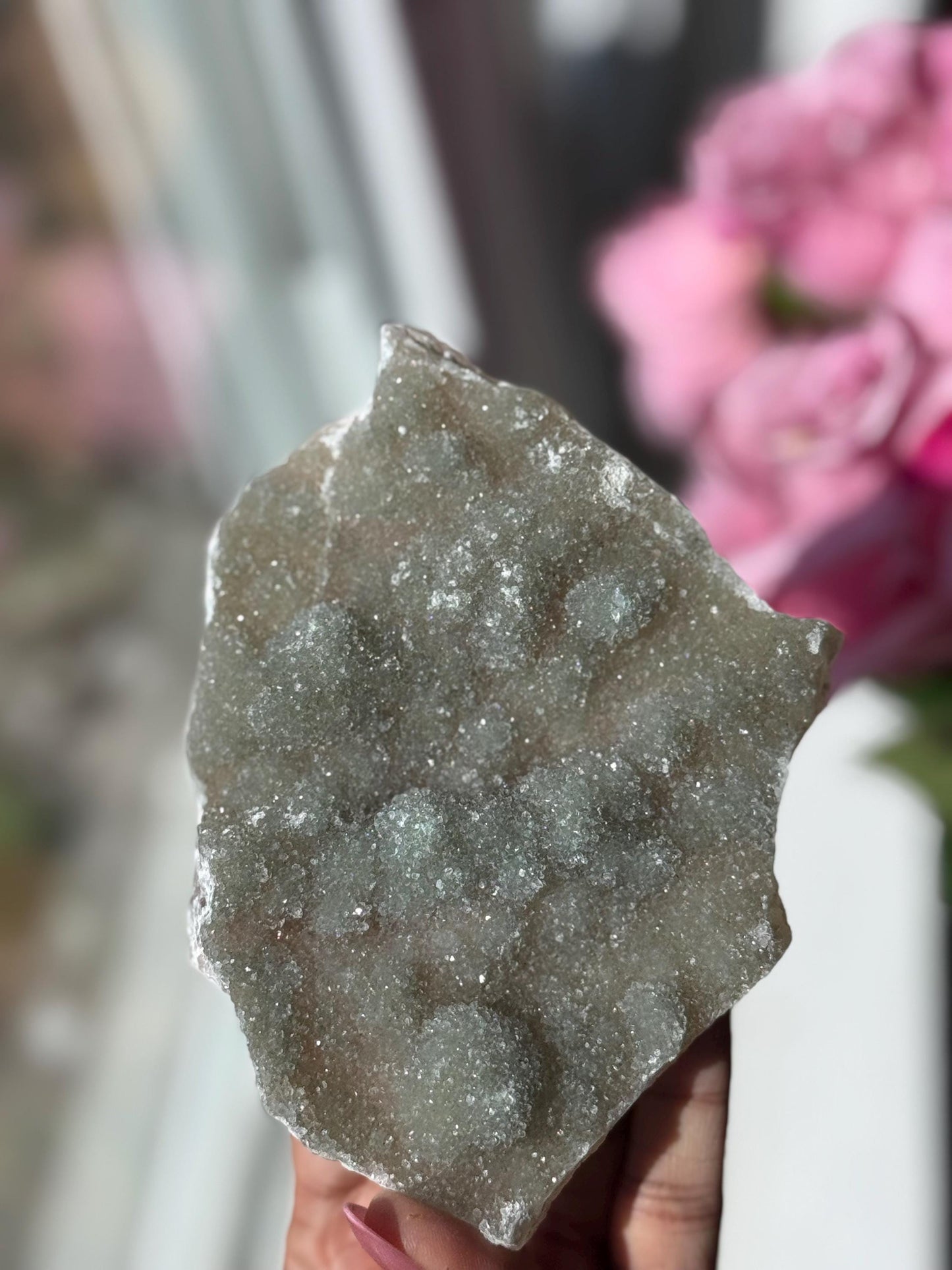 Druzy Green Amethyst Zeolite, Green Amethyst Geode, Natural Raw Amethyst, Amethyst Flower, Zeolite, Raw Crystal Mineral, THIN