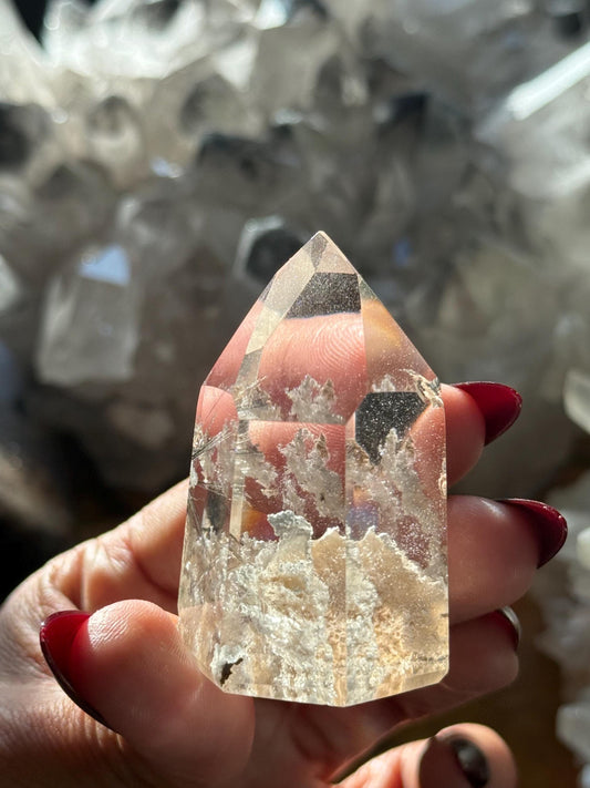 Silver Rutilated Quartz, Titanium dioxide mineral, Rutilated Quartz, Rutile Quartz, Garden Quartz, Polished Lodolite Quartz, Crystal Gifts,