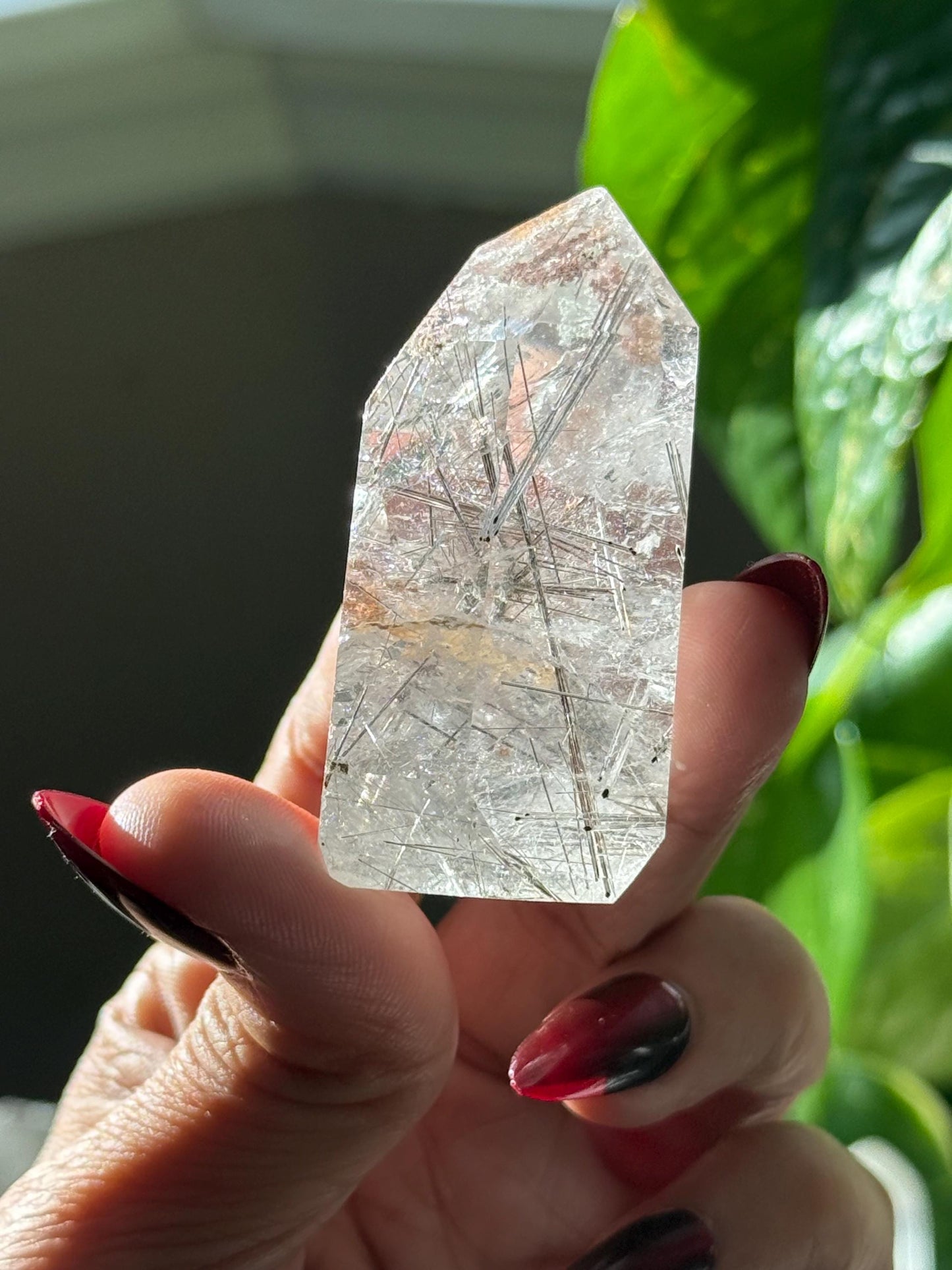 Silver Rutilated Quartz, Titanium dioxide mineral, Rutilated Quartz, Rutile Quartz, Garden Quartz, Polished Lodolite Quartz, Crystal Gifts,