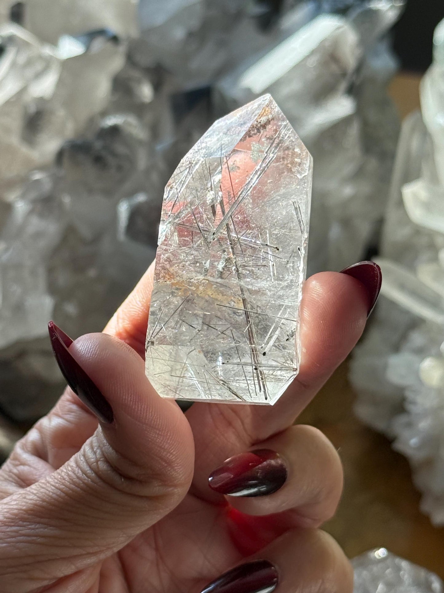 Silver Rutilated Quartz, Titanium dioxide mineral, Rutilated Quartz, Rutile Quartz, Garden Quartz, Polished Lodolite Quartz, Crystal Gifts,