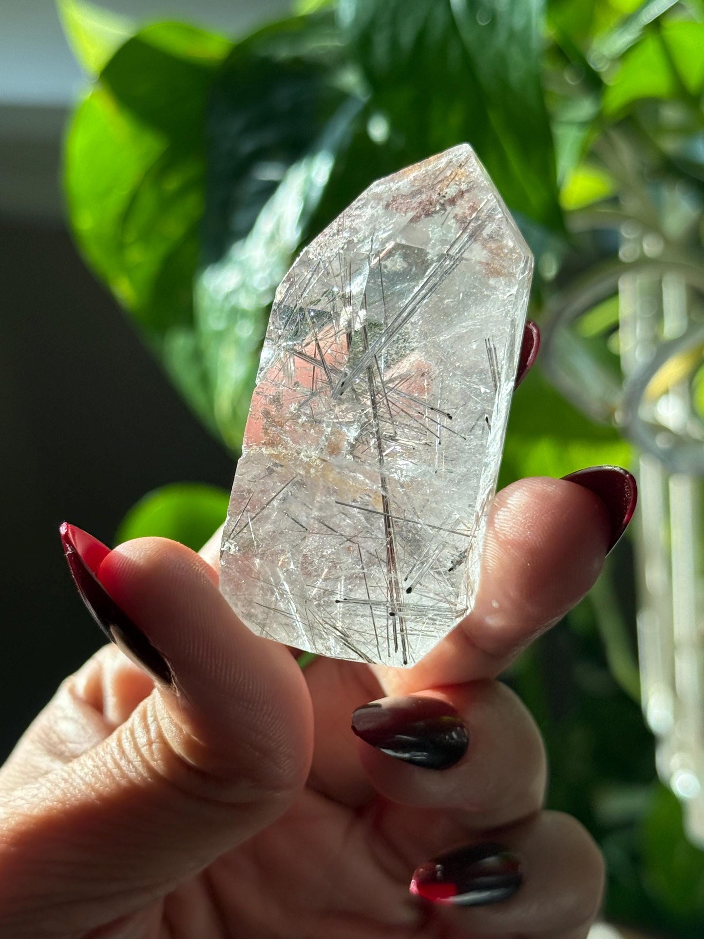 Silver Rutilated Quartz, Titanium dioxide mineral, Rutilated Quartz, Rutile Quartz, Garden Quartz, Polished Lodolite Quartz, Crystal Gifts,