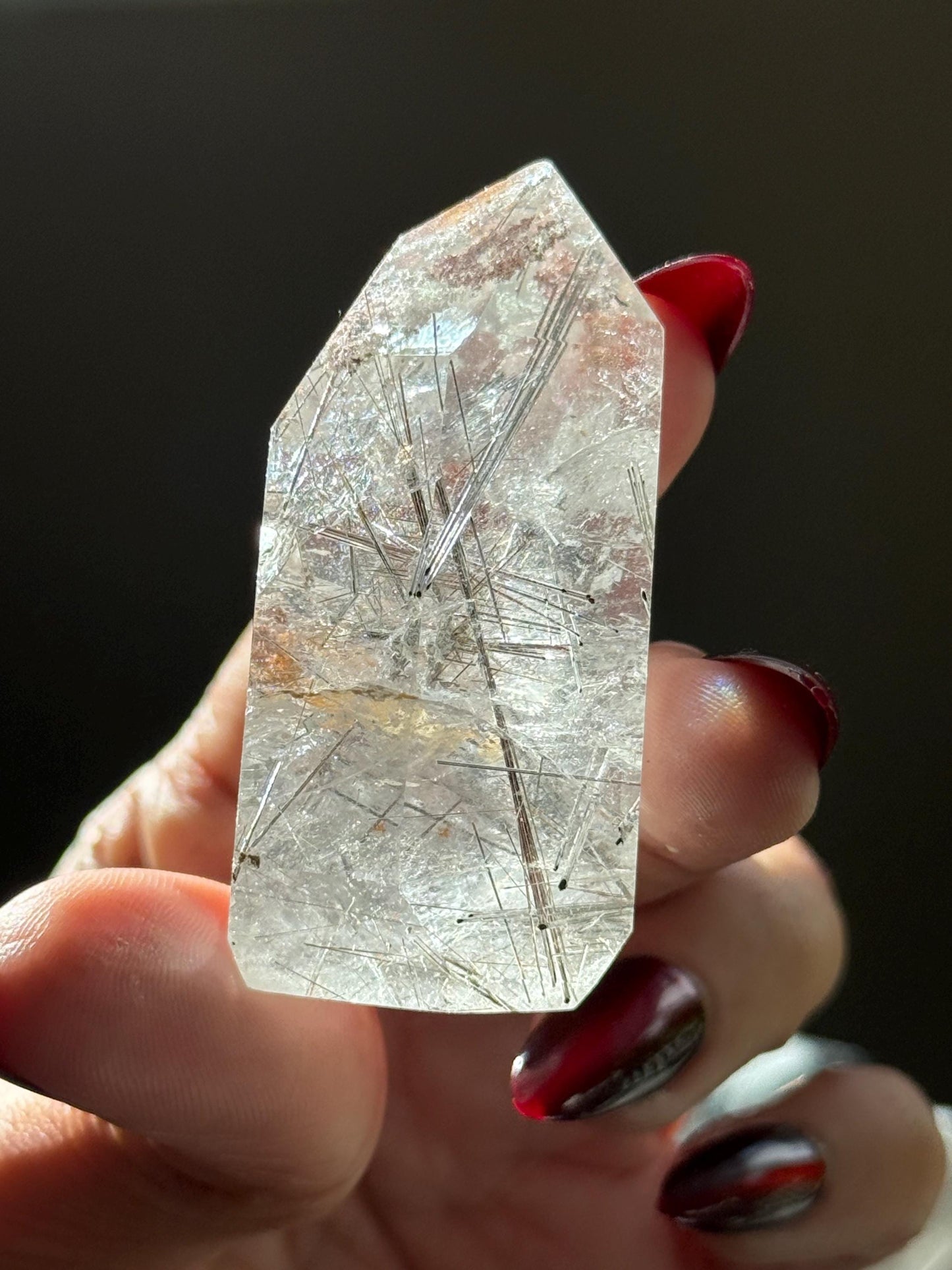 Silver Rutilated Quartz, Titanium dioxide mineral, Rutilated Quartz, Rutile Quartz, Garden Quartz, Polished Lodolite Quartz, Crystal Gifts,