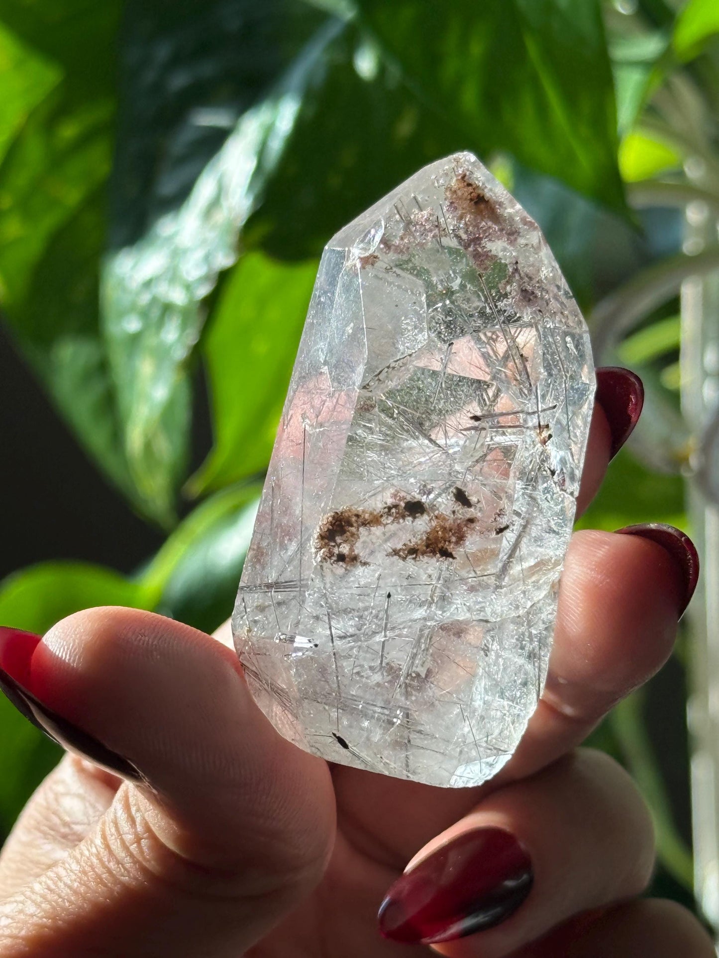 Silver Rutilated Quartz, Titanium dioxide mineral, Rutilated Quartz, Rutile Quartz, Garden Quartz, Polished Lodolite Quartz, Crystal Gifts,