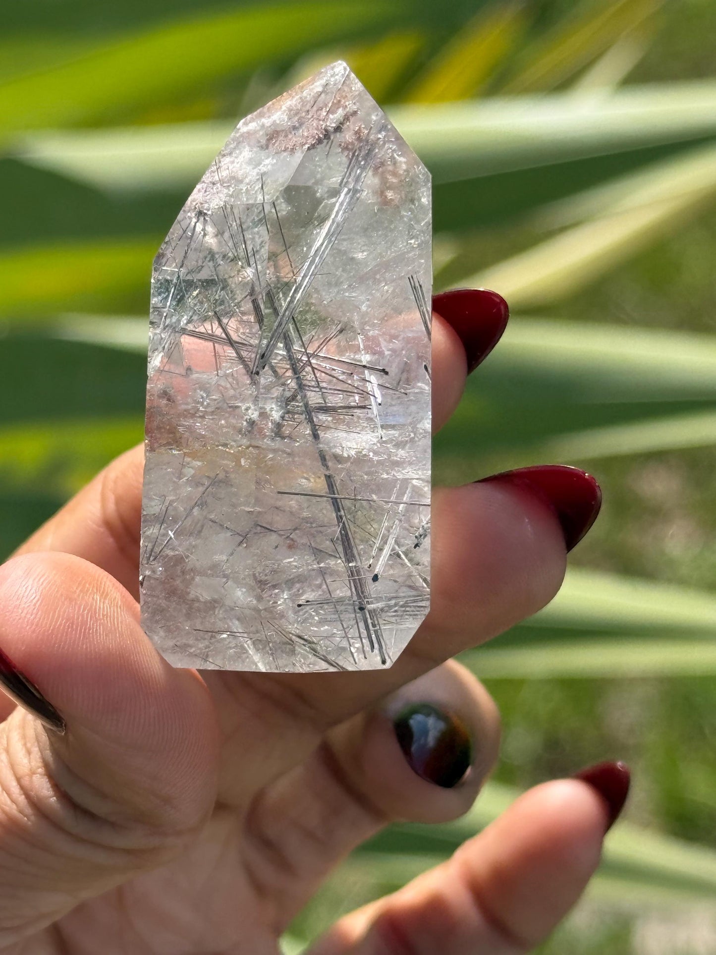 Silver Rutilated Quartz, Titanium dioxide mineral, Rutilated Quartz, Rutile Quartz, Garden Quartz, Polished Lodolite Quartz, Crystal Gifts,