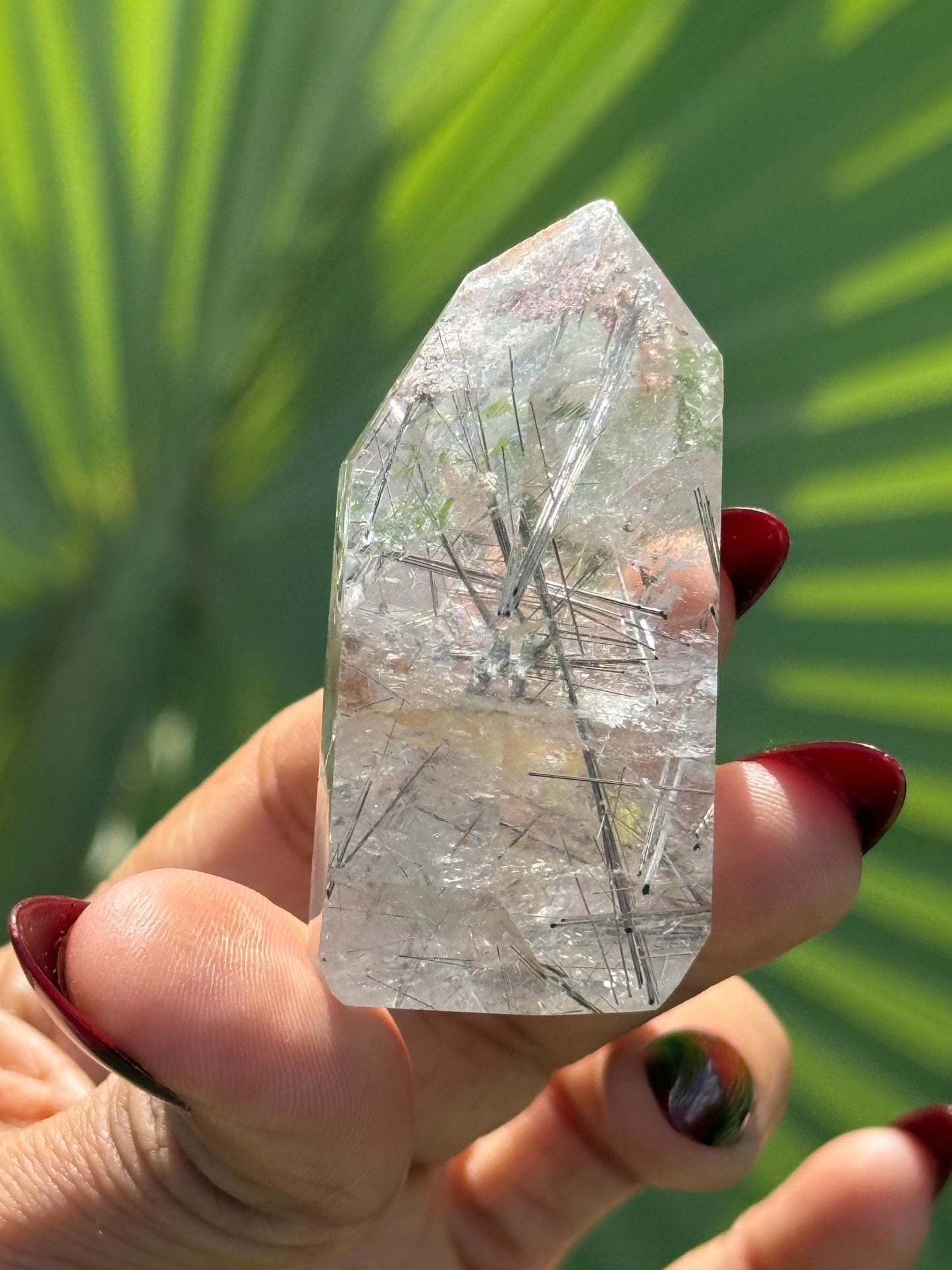 Silver Rutilated Quartz, Titanium dioxide mineral, Rutilated Quartz, Rutile Quartz, Garden Quartz, Polished Lodolite Quartz, Crystal Gifts,