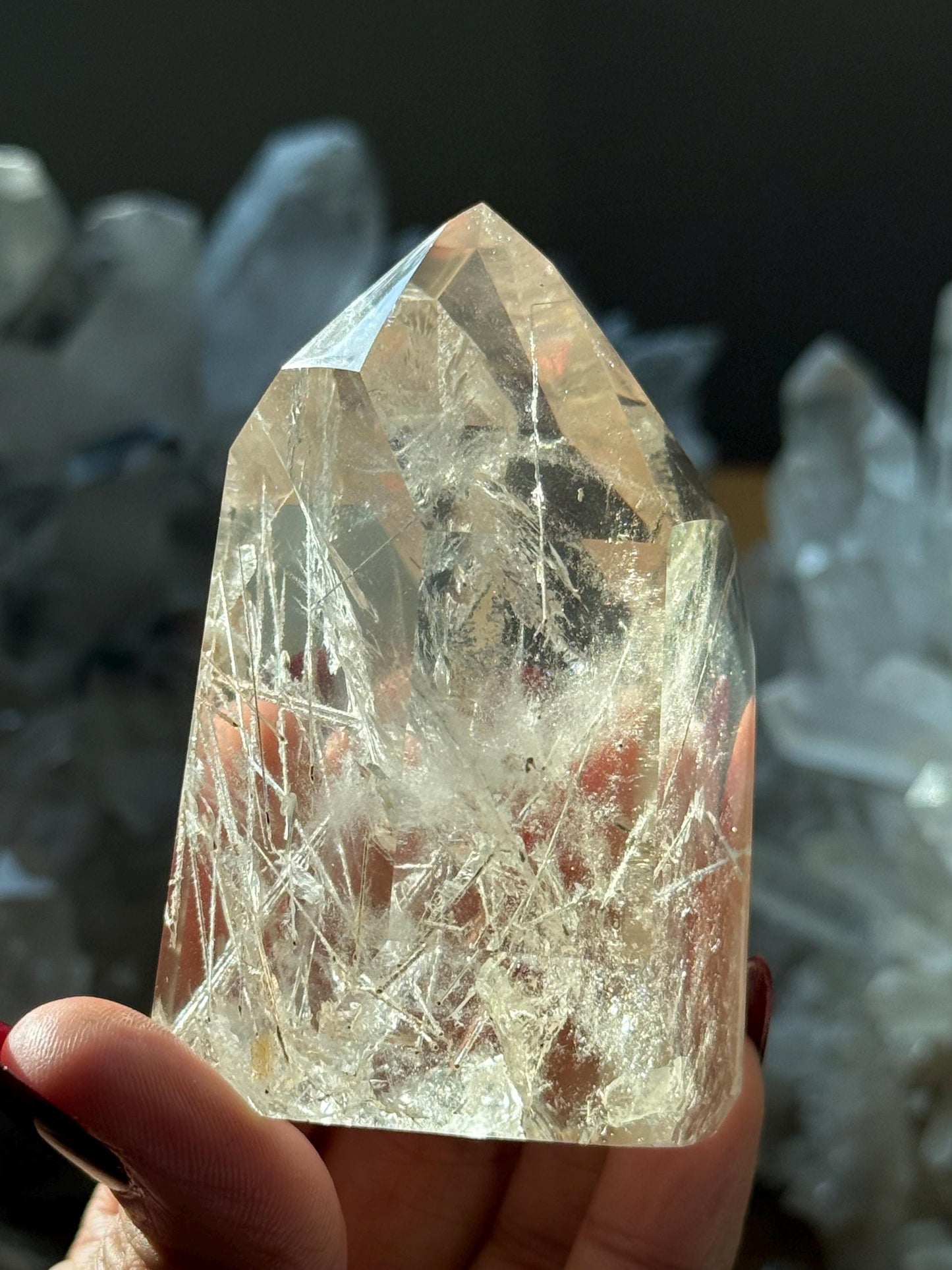 Silver Rutilated Quartz, Titanium dioxide mineral, Rutilated Quartz, Rutile Quartz, Garden Quartz, Polished Lodolite Quartz, Crystal Gifts,