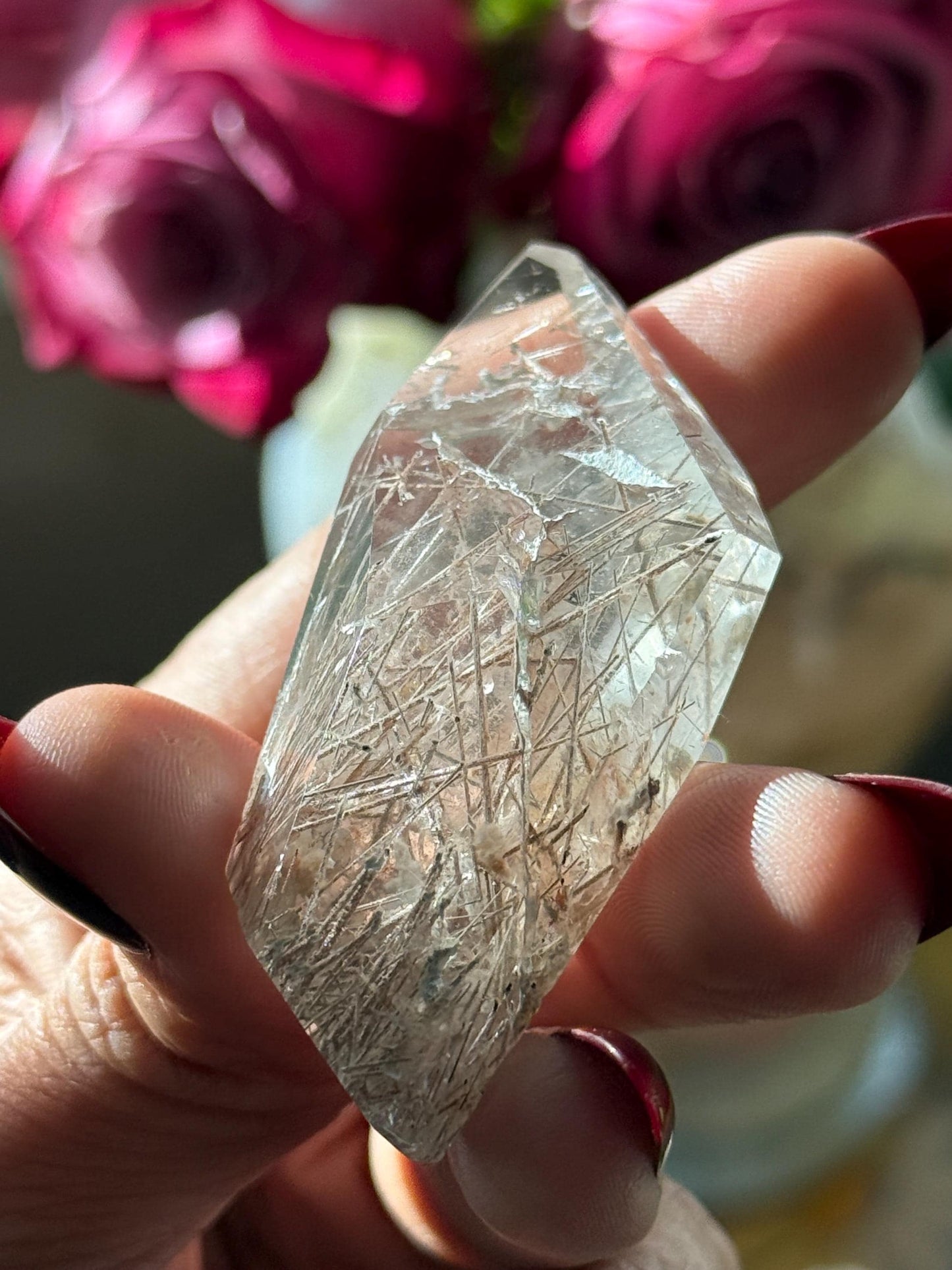 Silver Rutilated Quartz, White Rutile, Titanium dioxide mineral, Rutilated Quartz, Rutile Quartz, Crystal Gifts, SMALL