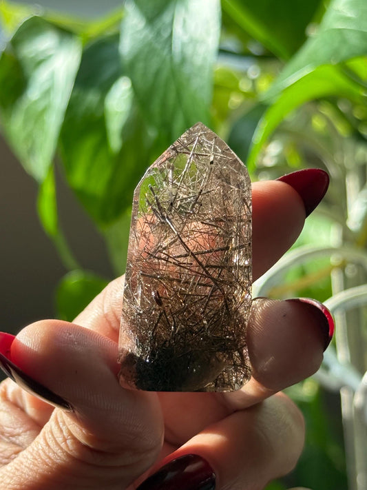 Silver Rutilated Quartz, Black Rutile, Titanium dioxide mineral, Rutilated Quartz, Rutile Quartz, Mini