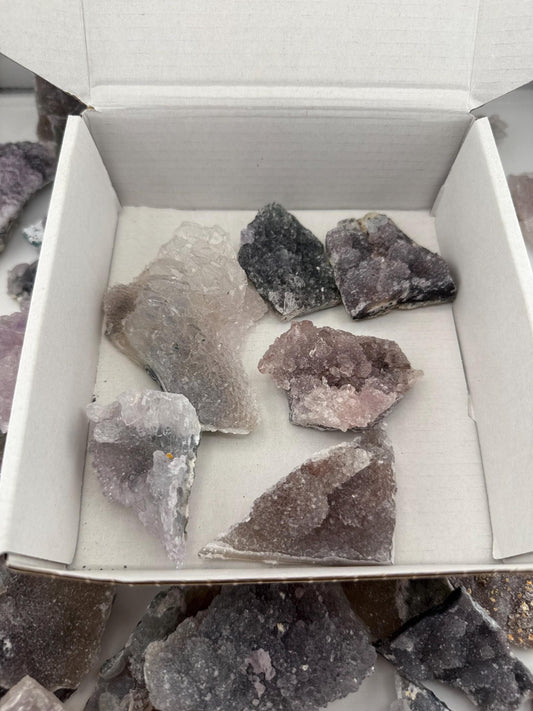 Zeolite Amethyst Crystal Wholesale Box, Amethyst Flowers, Amethyst Zeolites From Brazil, 5 to 7 pieces, Crystal Wholesale, Crystal Giftbox,
