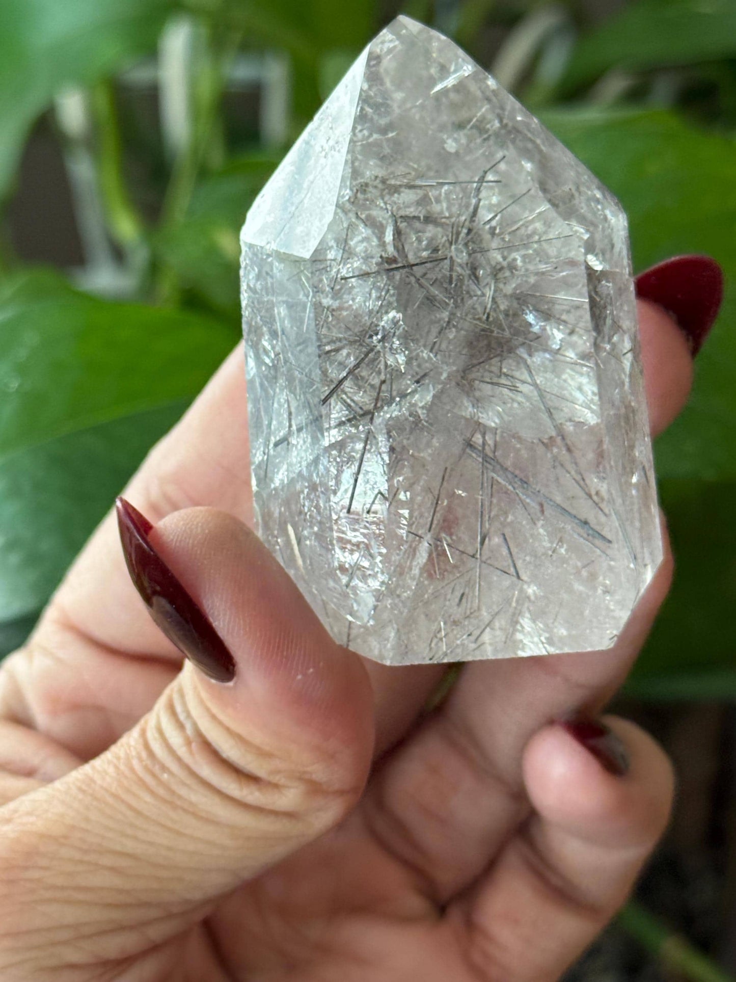 Silver Rutilated Quartz, Titanium dioxide mineral, Rutilated Quartz, Rutile Quartz, Garden Quartz, Polished Lodolite Quartz, Crystal Gifts,