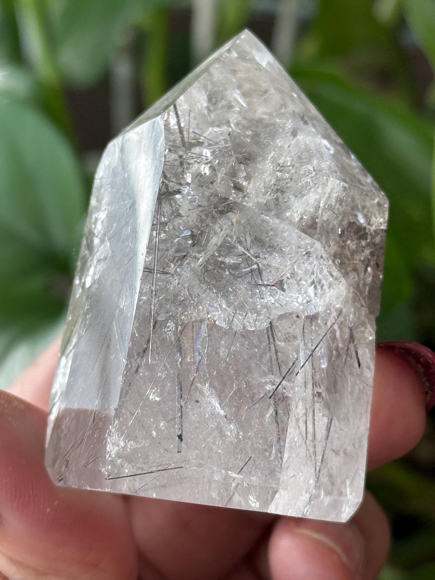 Silver Rutilated Quartz, Titanium dioxide mineral, Rutilated Quartz, Rutile Quartz, Garden Quartz, Polished Lodolite Quartz, Crystal Gifts,