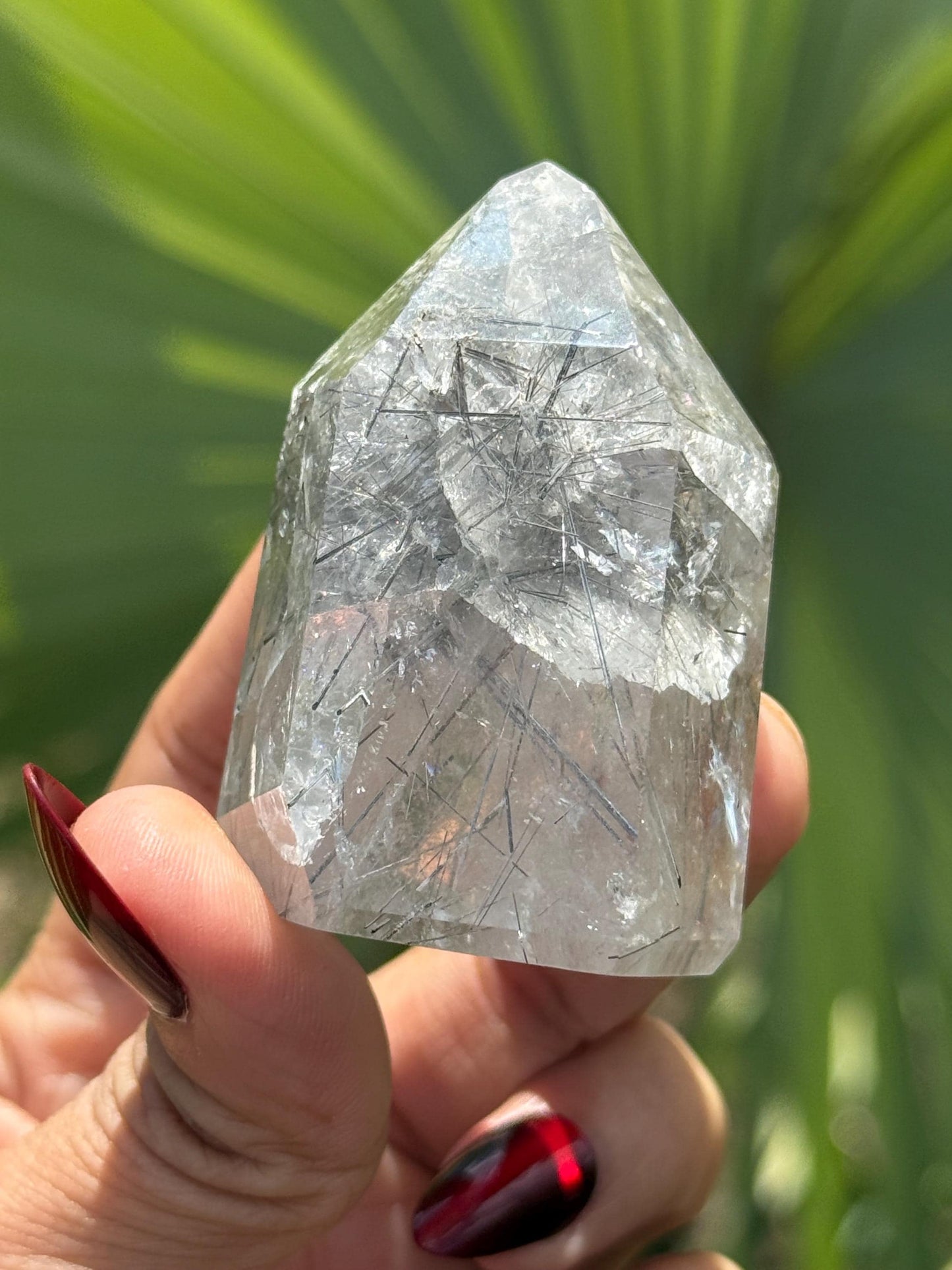 Silver Rutilated Quartz, Titanium dioxide mineral, Rutilated Quartz, Rutile Quartz, Garden Quartz, Polished Lodolite Quartz, Crystal Gifts,