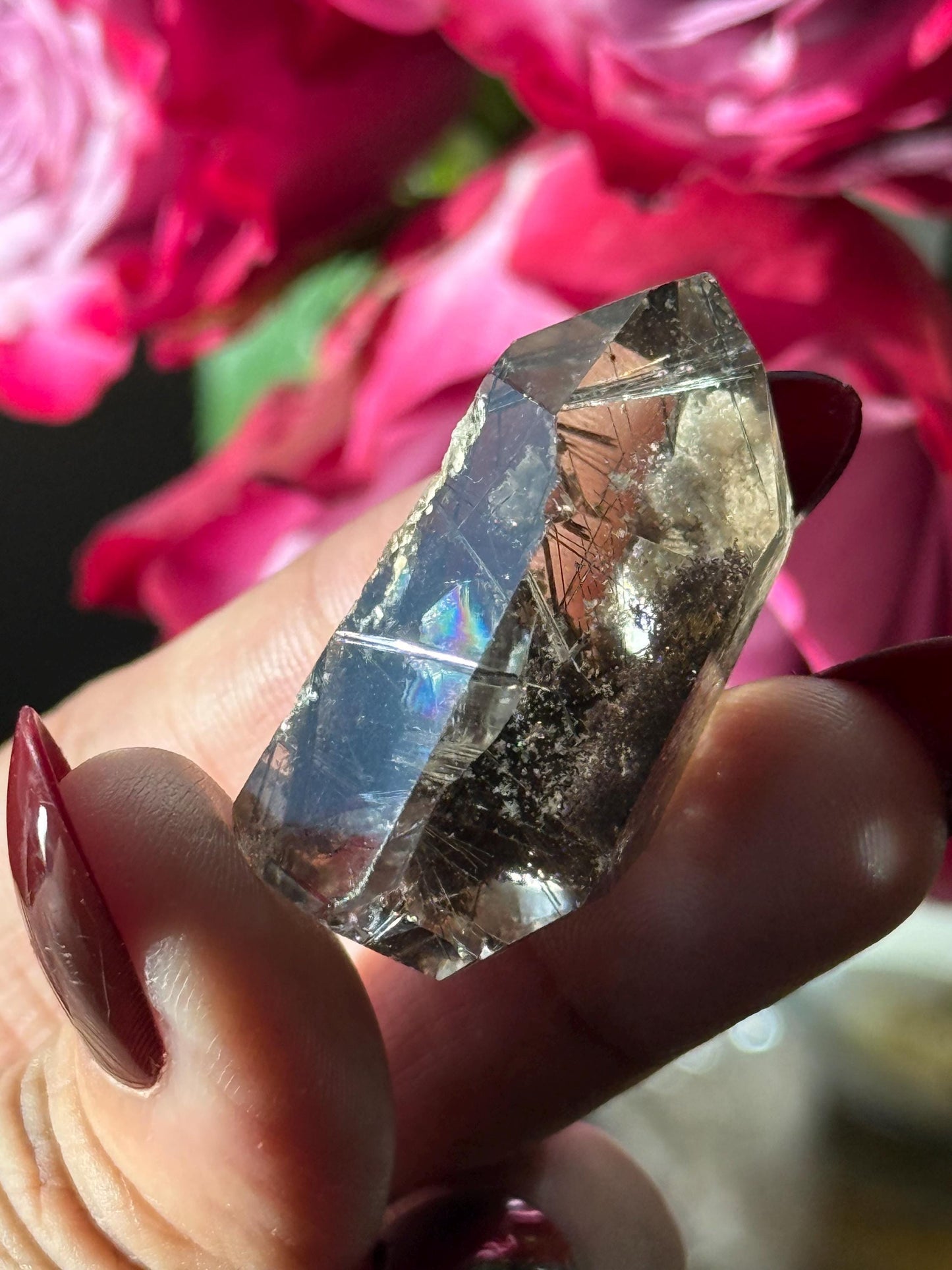 Silver Rutilated Quartz, Titanium dioxide mineral, Rutilated Quartz, Rutile Quartz, Garden Quartz, Polished Lodolite Quartz, Crystal Gifts,