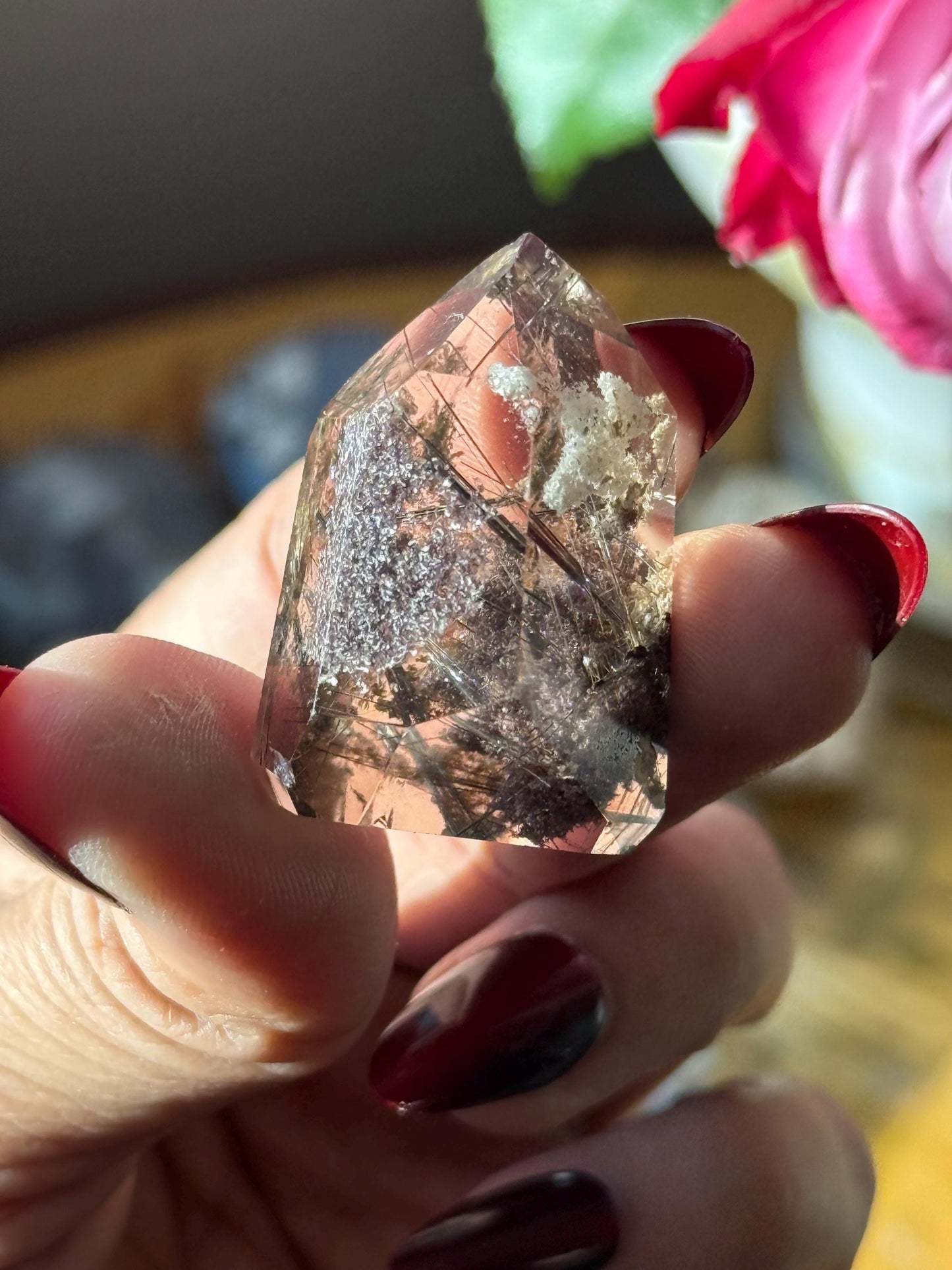 Silver Rutilated Quartz, Titanium dioxide mineral, Black Rutile, Rutilated Quartz, Rutile Quartz, Garden Quartz, MINI SIZE
