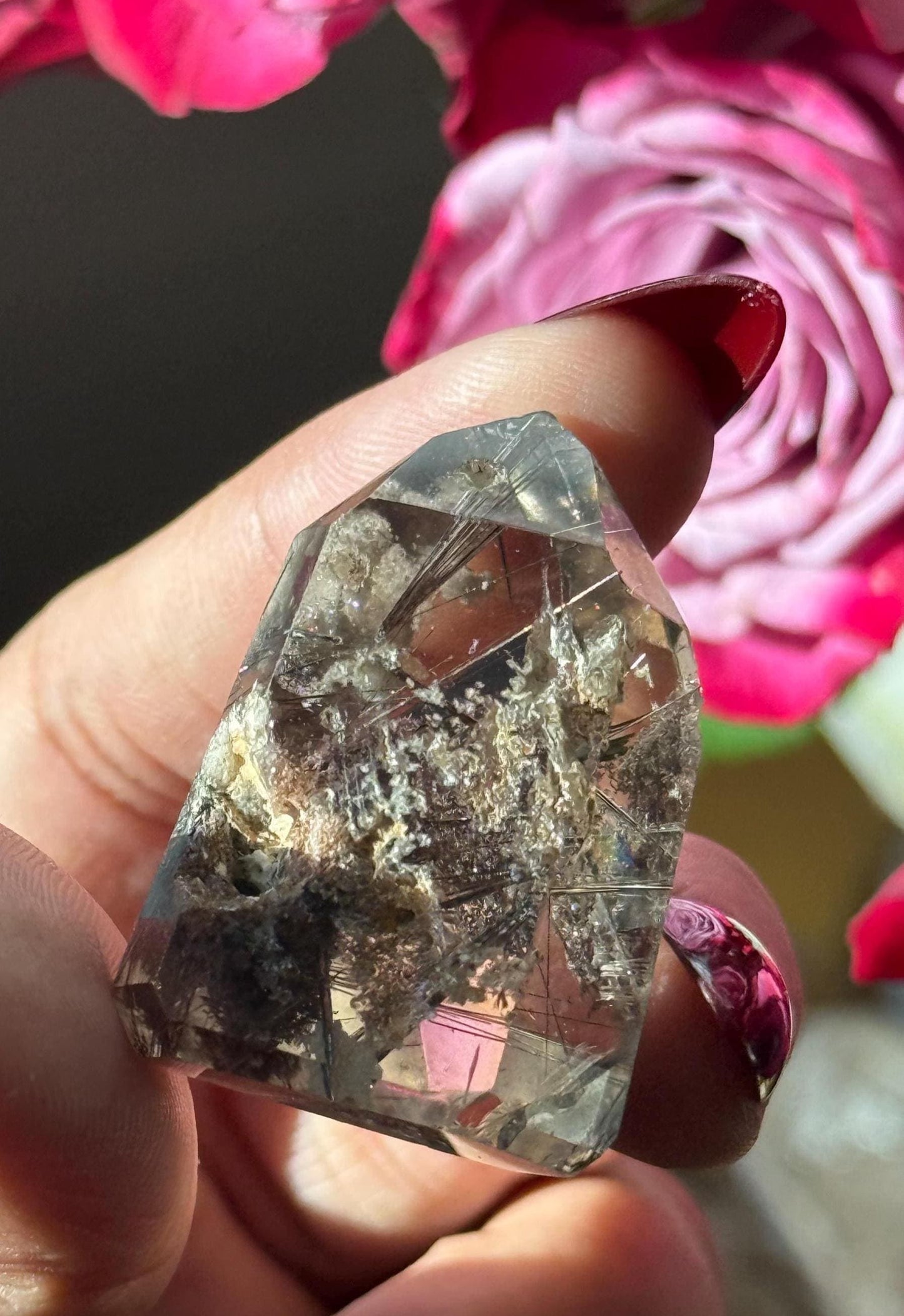 Silver Rutilated Quartz, Titanium dioxide mineral, Black Rutile, Rutilated Quartz, Rutile Quartz, Garden Quartz, MINI SIZE