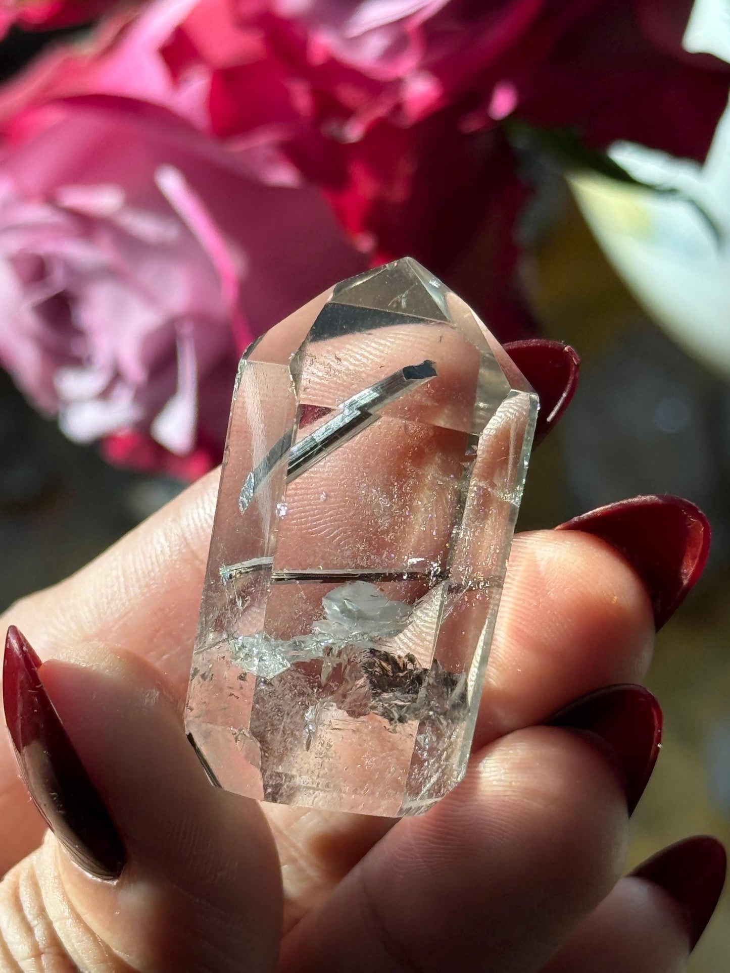 Silver Rutilated Quartz, Titanium dioxide mineral, Black Rutile, Rutilated Quartz, Rutile Quartz, Garden Quartz, MINI SIZE
