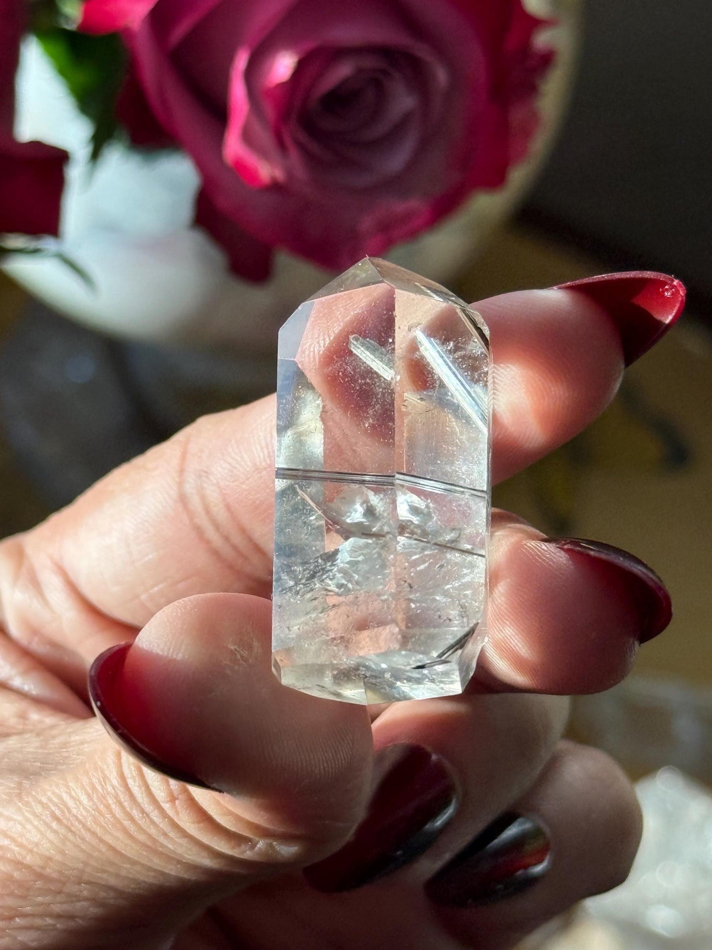 Silver Rutilated Quartz, Titanium dioxide mineral, Black Rutile, Rutilated Quartz, Rutile Quartz, Garden Quartz, MINI SIZE
