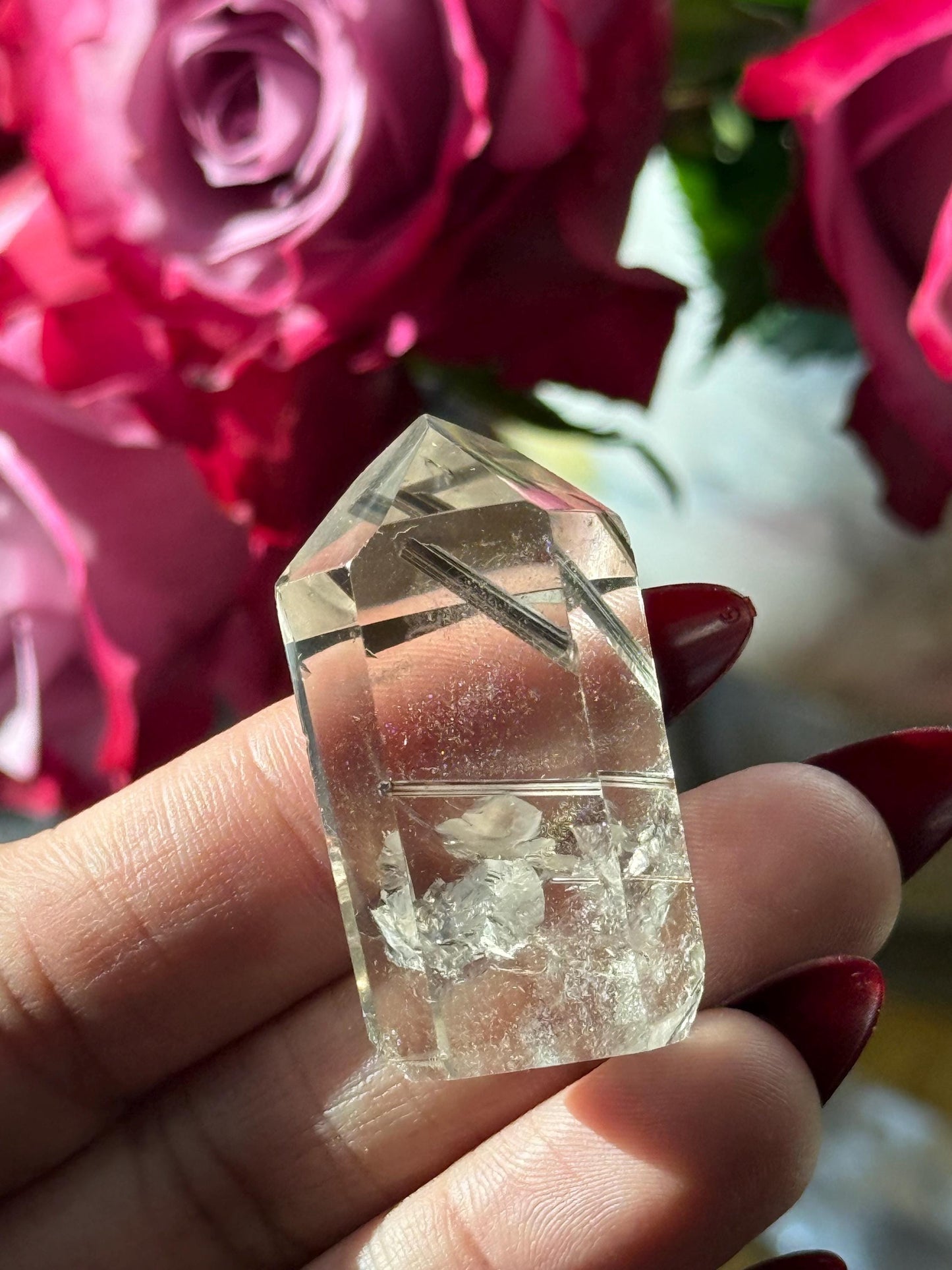 Silver Rutilated Quartz, Titanium dioxide mineral, Black Rutile, Rutilated Quartz, Rutile Quartz, Garden Quartz, MINI SIZE
