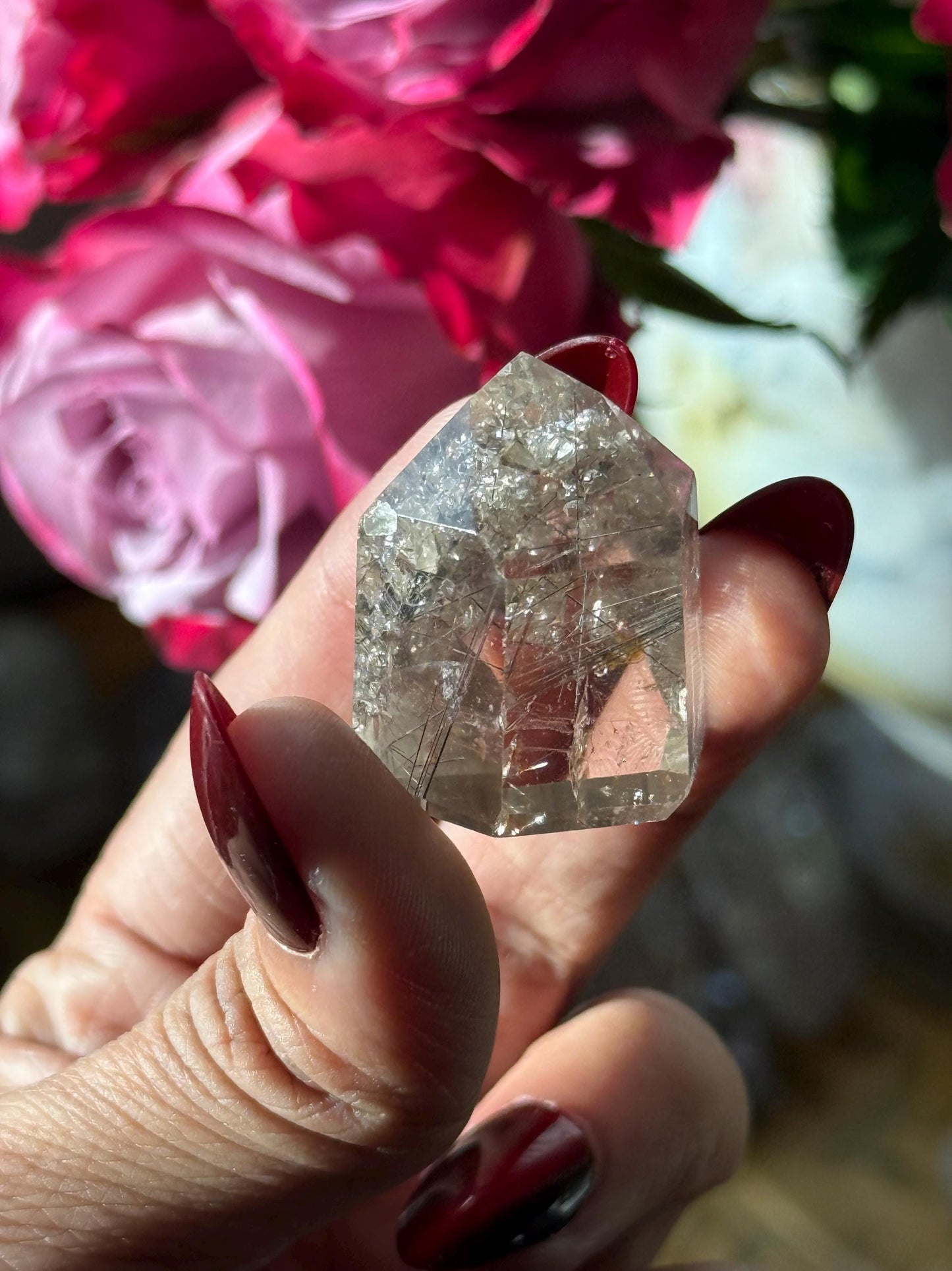 Silver Rutilated Quartz with Mica, Titanium dioxide mineral, Black Rutile, Rutilated Quartz, Rutile Quartz, Garden Quartz, MINI SIZE