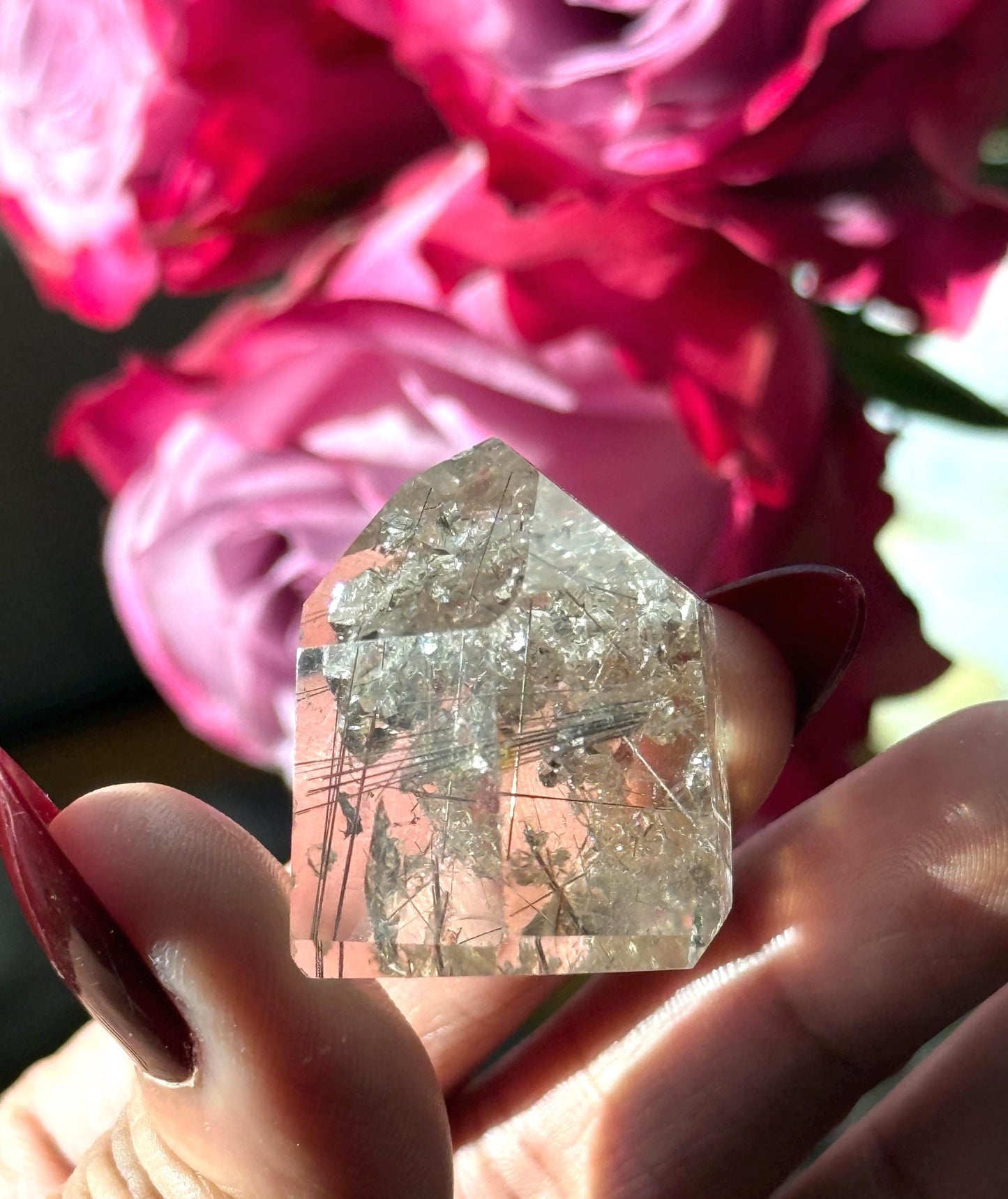 Silver Rutilated Quartz with Mica, Titanium dioxide mineral,