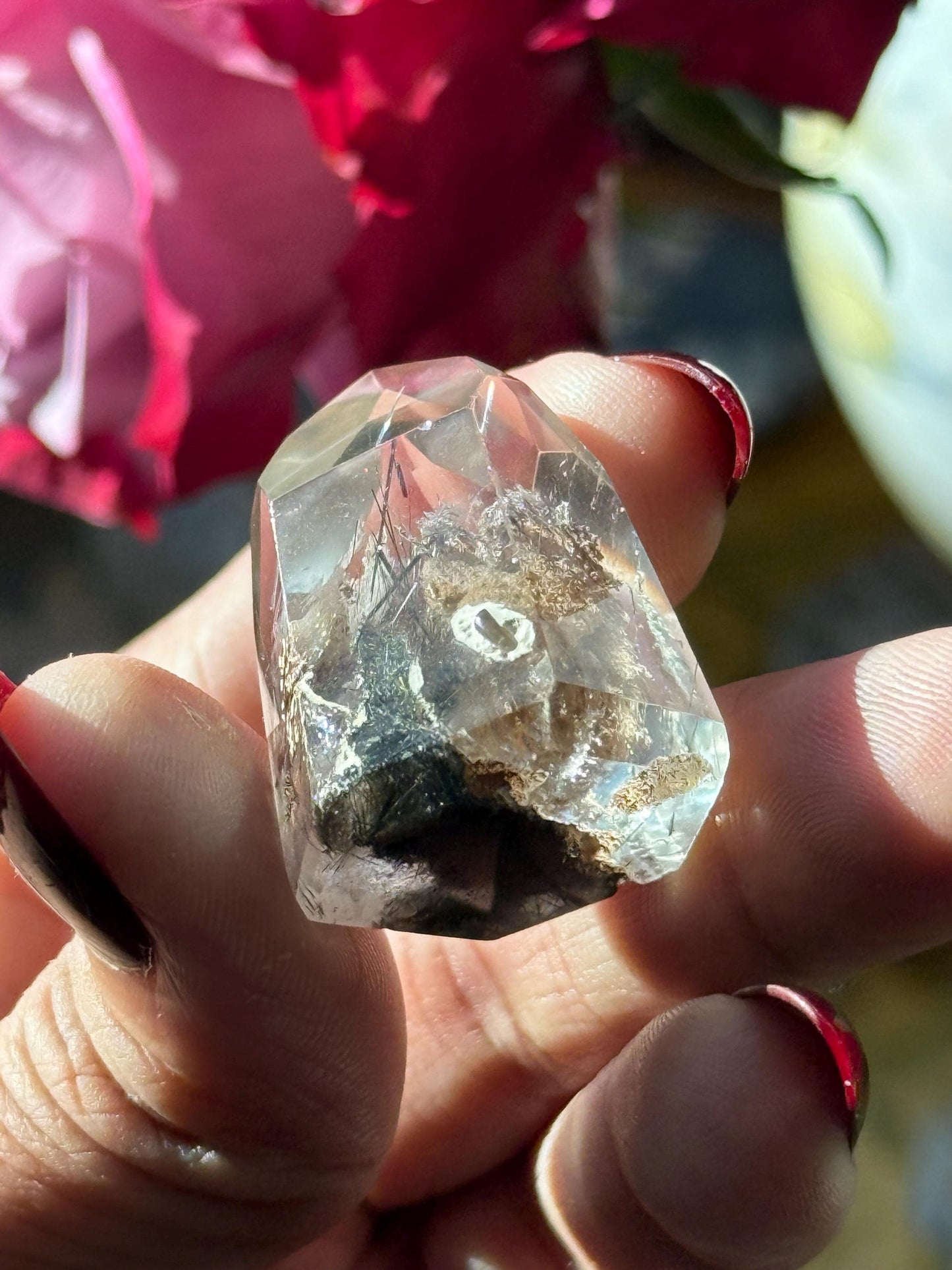 Mini Garden Quartz Point with Silver Rutile, Garden Quartz, Rutile Quartz, Lodolite Quartz, MINI Size