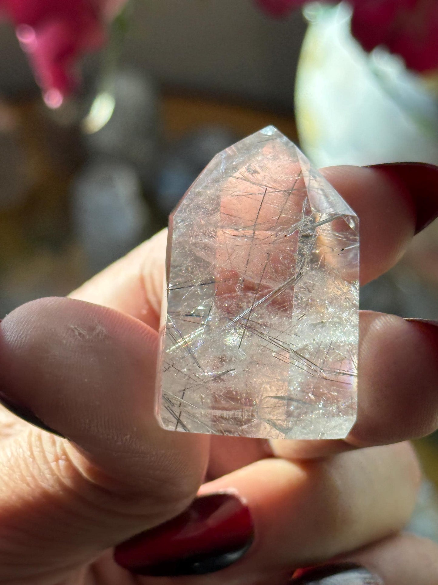 Silver Rutilated Quartz, Titanium dioxide mineral, Black Rutile, Rutilated Quartz, Rutile Quartz, Garden Quartz, MINI SIZE