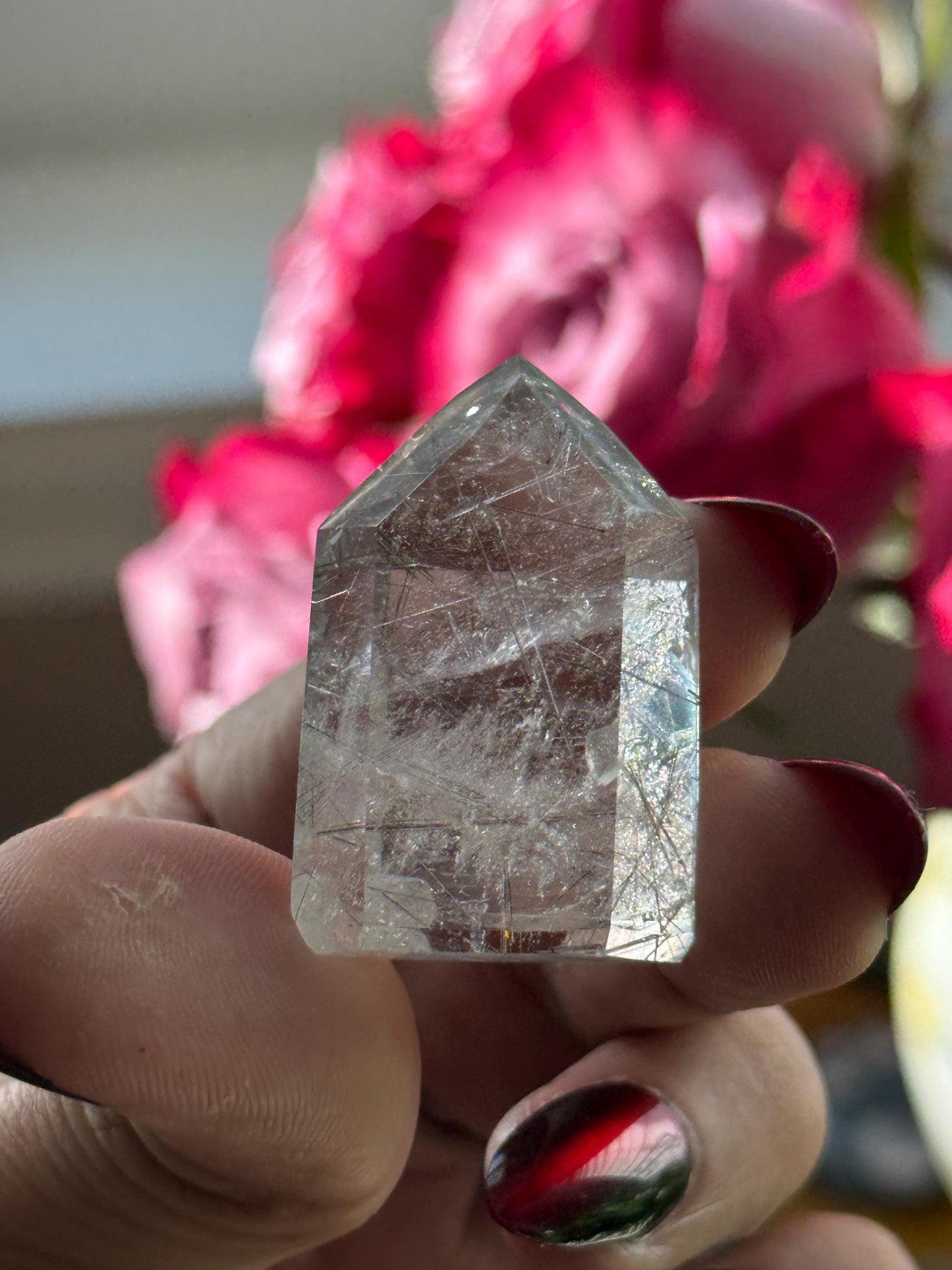 Silver Rutilated Quartz, Titanium dioxide mineral, Black Rutile, Rutilated Quartz, Rutile Quartz, Garden Quartz, MINI SIZE