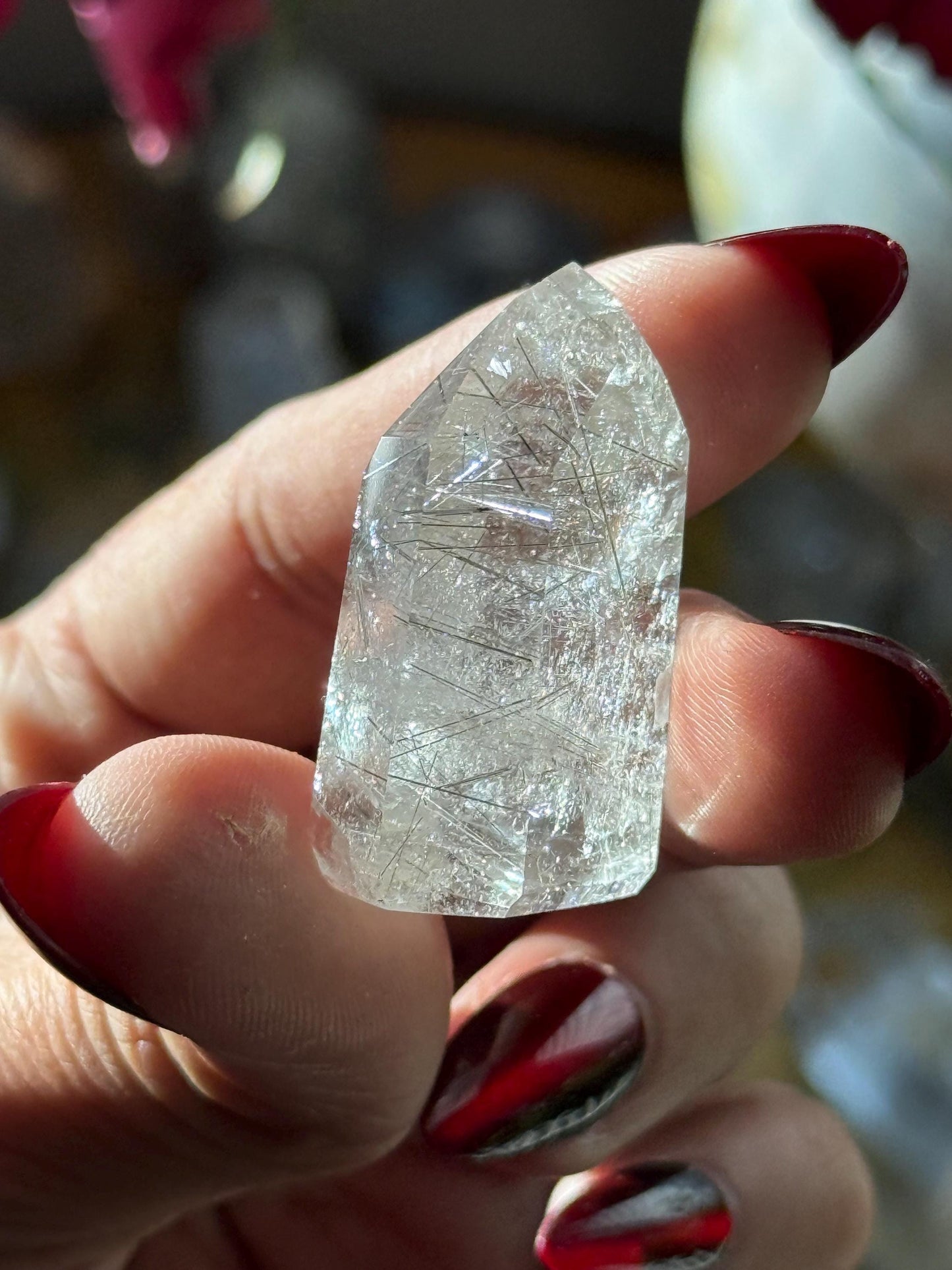 Silver Rutilated Quartz, Titanium dioxide mineral, Black Rutile, Rutilated Quartz, Rutile Quartz, Garden Quartz, MINI SIZE