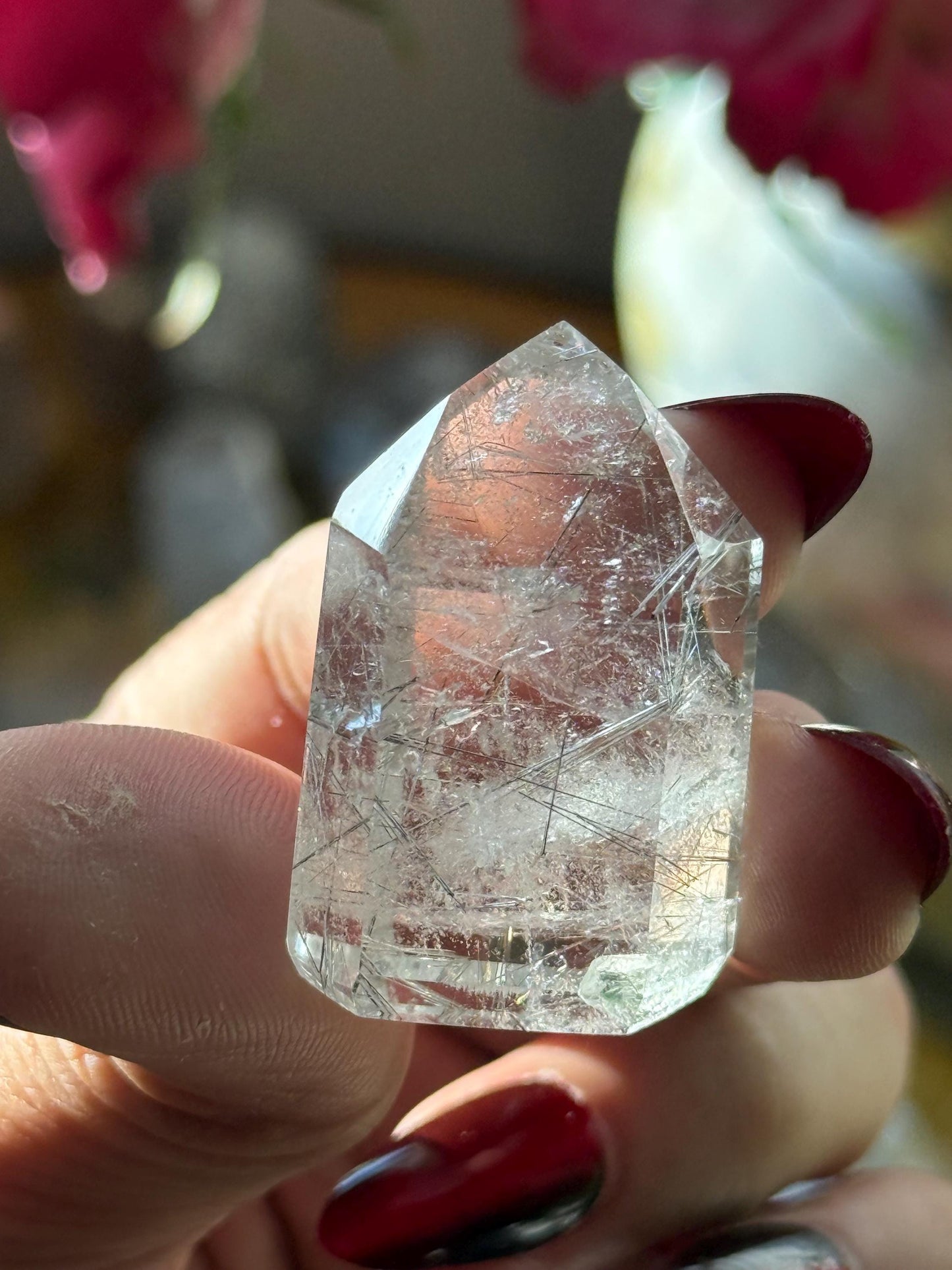 Silver Rutilated Quartz, Titanium dioxide mineral, Black Rutile, Rutilated Quartz, Rutile Quartz, Garden Quartz, MINI SIZE