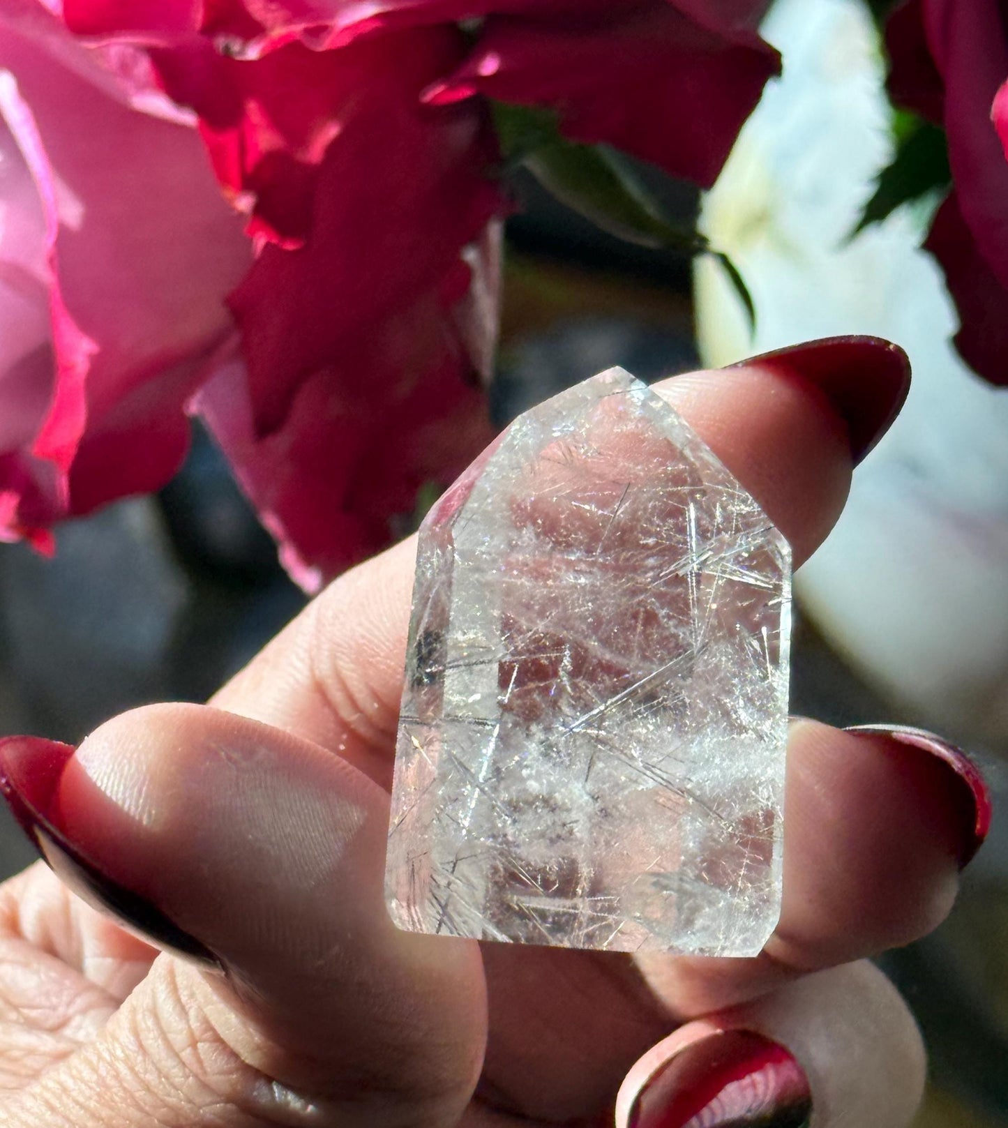 Silver Rutilated Quartz, Titanium dioxide mineral, Black Rutile, Rutilated Quartz, Rutile Quartz, Garden Quartz, MINI SIZE