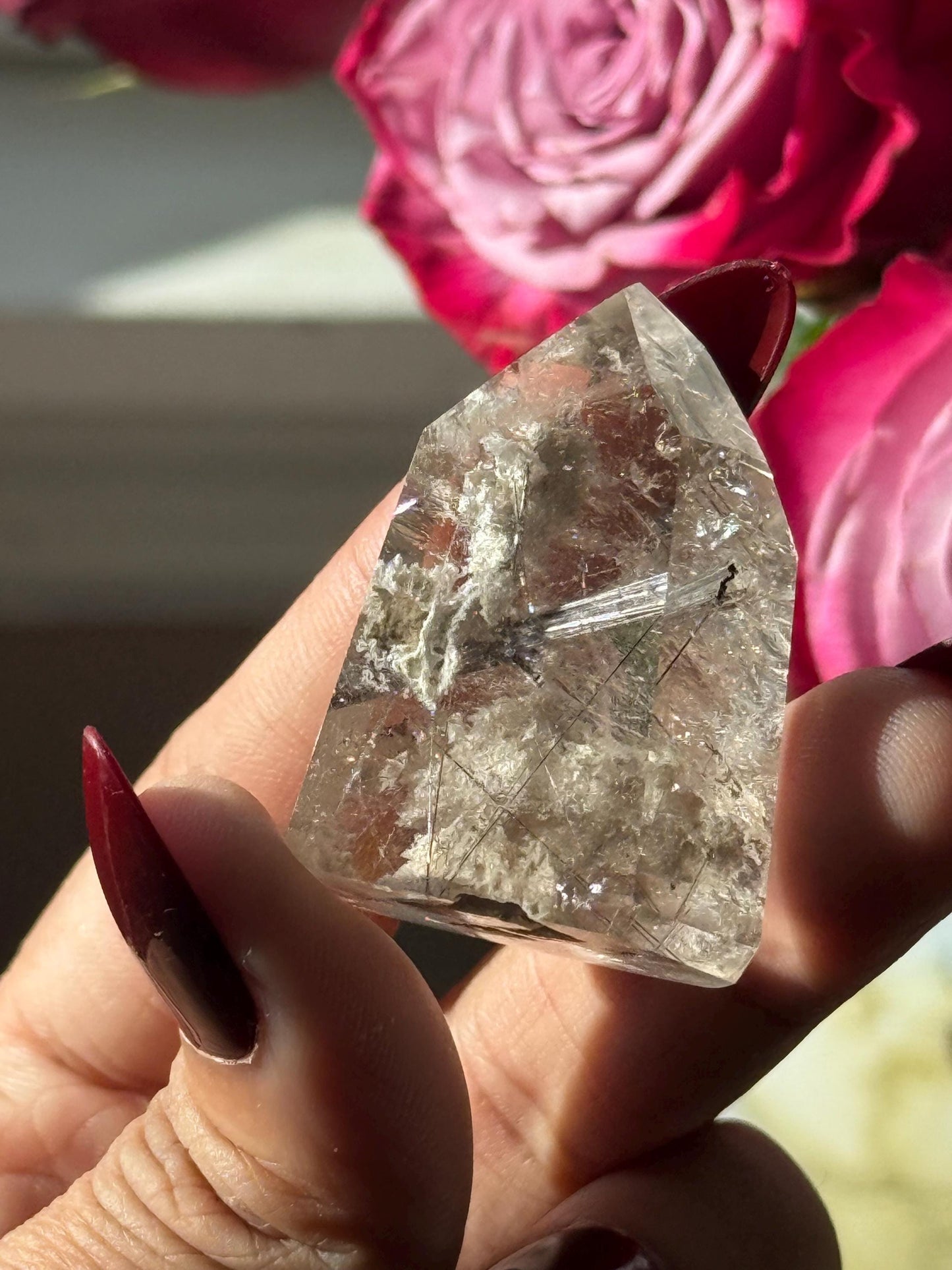 Silver Rutilated Quartz, Titanium dioxide mineral, Black Rutile, Rutilated Quartz, Rutile Quartz, Garden Quartz, MINI SIZE