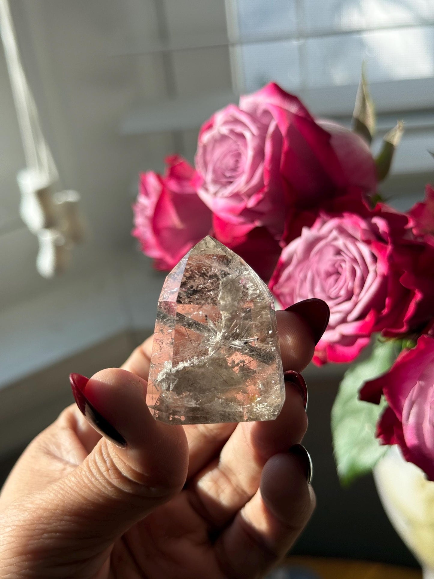 Silver Rutilated Quartz, Titanium dioxide mineral, Black Rutile, Rutilated Quartz, Rutile Quartz, Garden Quartz, MINI SIZE