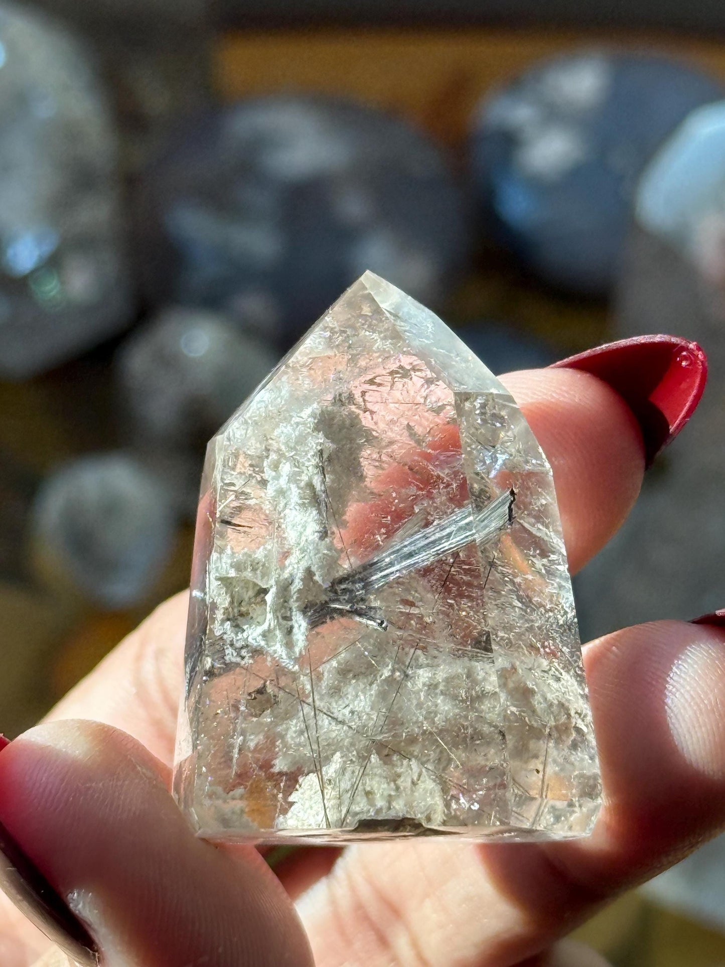 Silver Rutilated Quartz, Titanium dioxide mineral, Black Rutile, Rutilated Quartz, Rutile Quartz, Garden Quartz, MINI SIZE