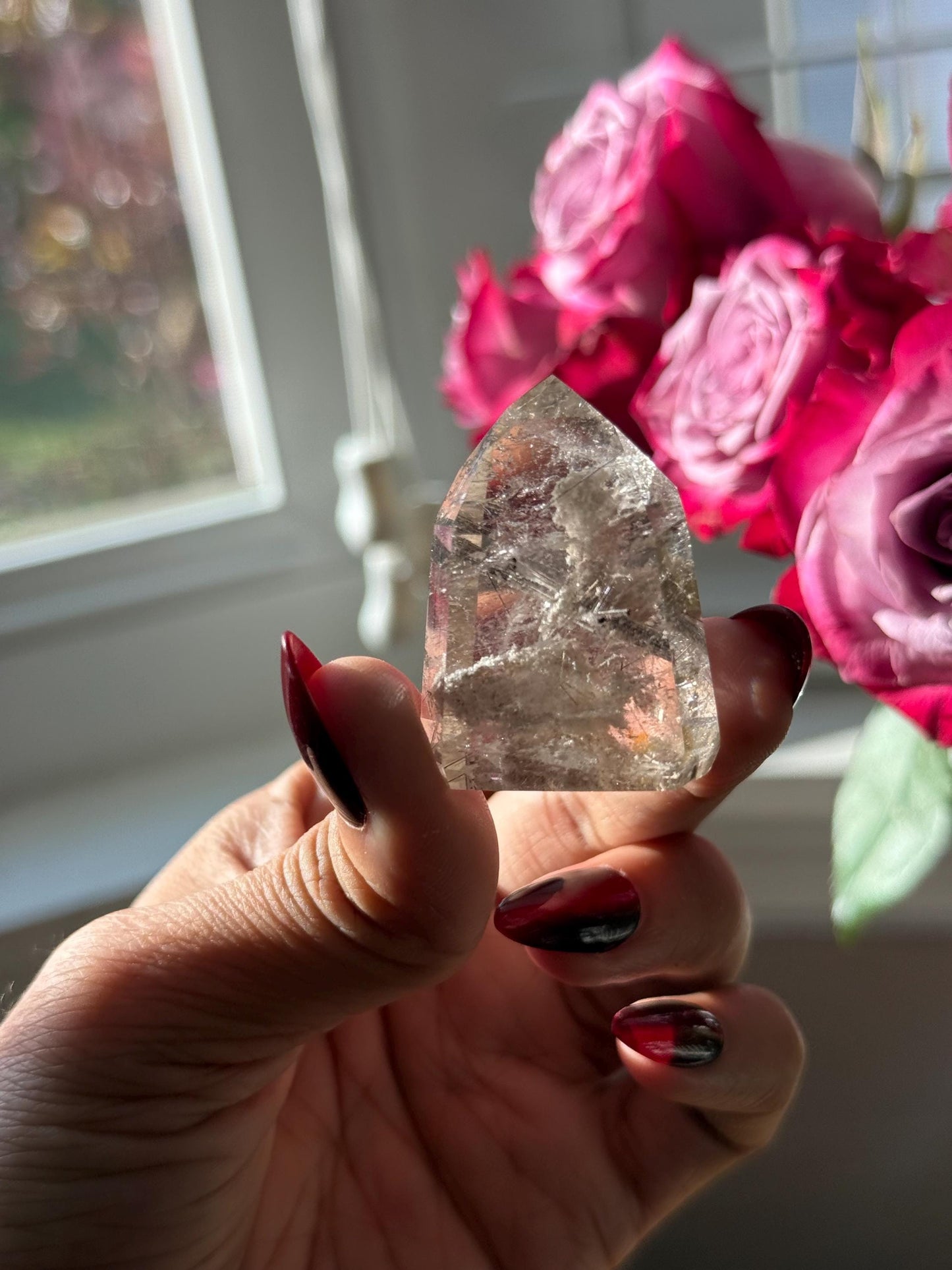 Silver Rutilated Quartz, Titanium dioxide mineral, Black Rutile, Rutilated Quartz, Rutile Quartz, Garden Quartz, MINI SIZE