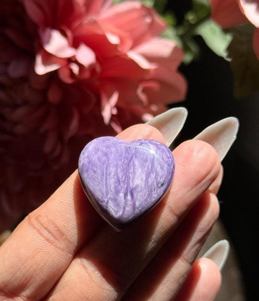 Charoite Heart, Charoite From Russia, Crown Chakra Healing Crystal, Worry Stone, Witchy Things