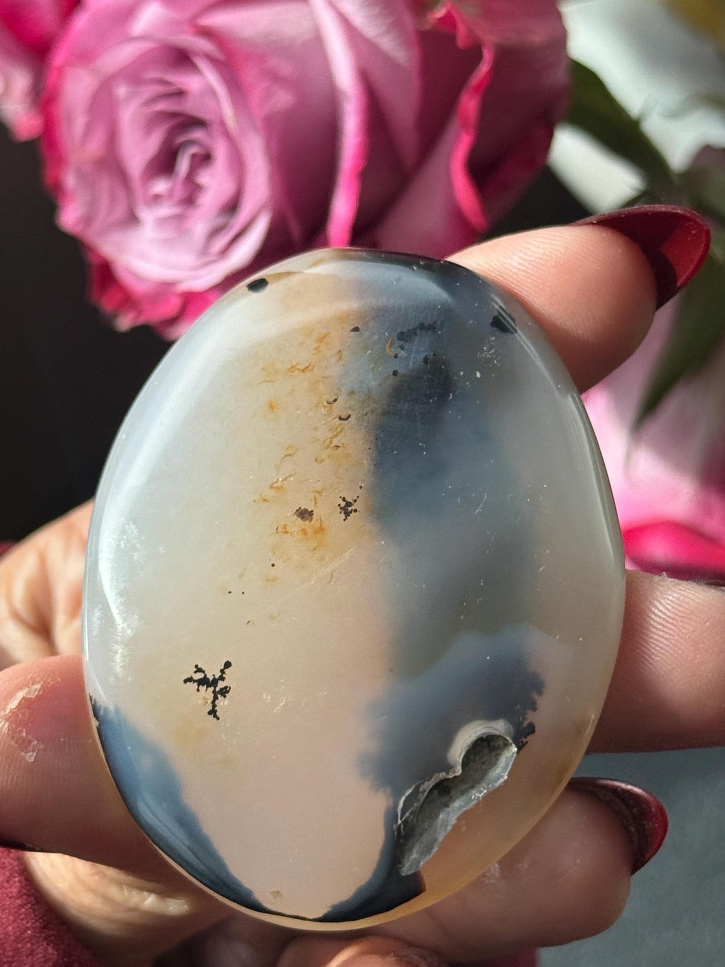 Dendritic Agate Palm stone, Dendrite, Dendritic Agate, Merlinite, Wizard Stone, Stone of Magic, Crystal Gifts, Metaphysical Gifts,
