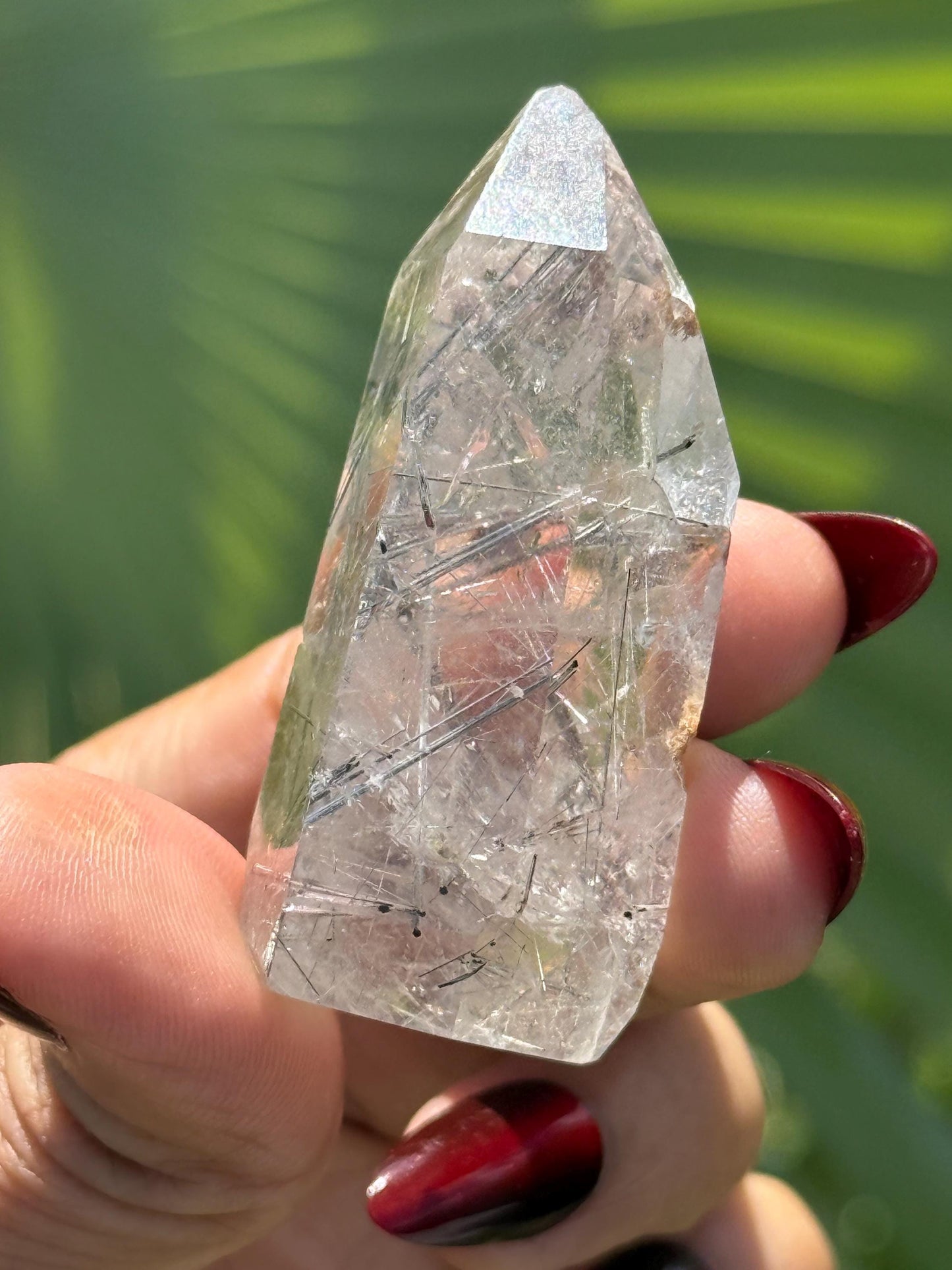Silver Rutilated Quartz, Titanium dioxide mineral, Rutilated Quartz, Rutile Quartz, Garden Quartz, Polished Lodolite Quartz, Crystal Gifts,