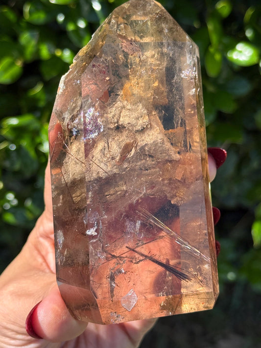 Smoky Quartz With Lodolite Inclusions, High Clarity Garden Quartz, Rutile Quartz, Scenic Quartz Stone, Polished Garden Quartz, Crystal Gifts
