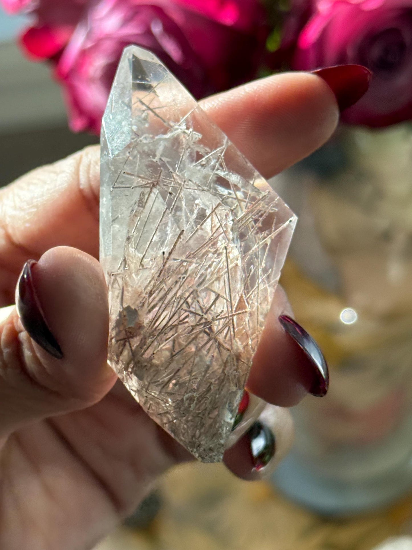 Silver Rutilated Quartz, White Rutile, Titanium dioxide mineral, Rutilated Quartz, Rutile Quartz, Crystal Gifts, SMALL