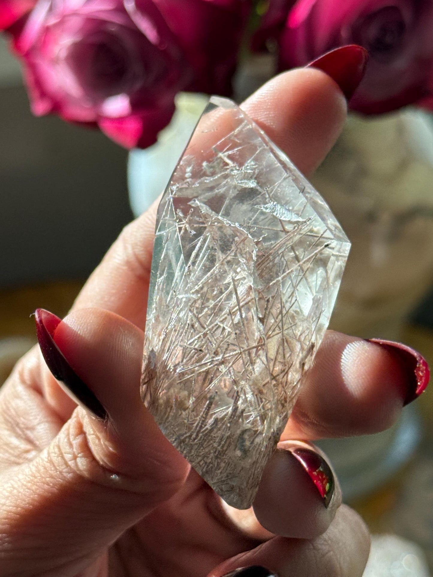 Silver Rutilated Quartz, White Rutile, Titanium dioxide mineral, Rutilated Quartz, Rutile Quartz, Crystal Gifts, SMALL