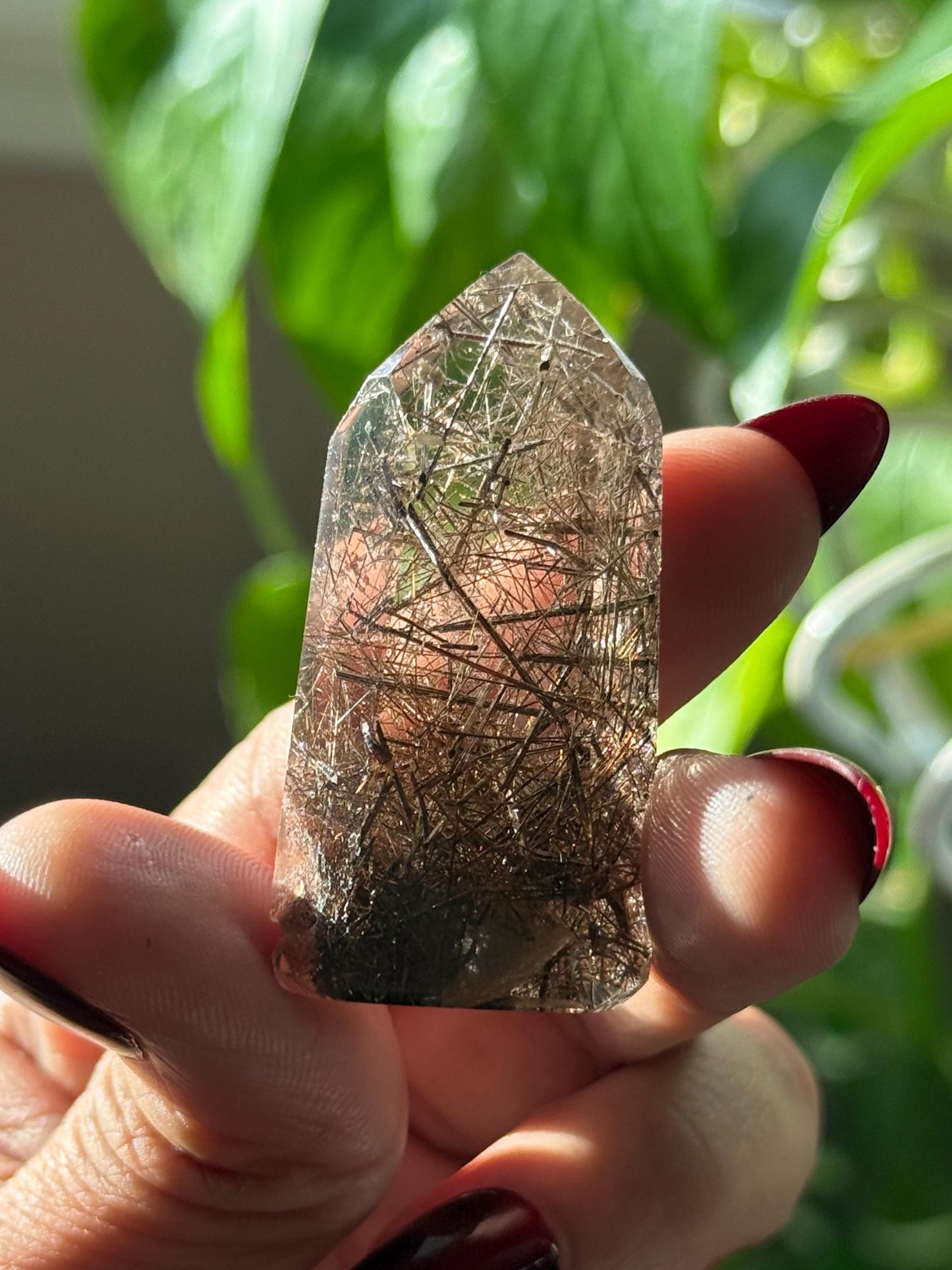 Silver Rutilated Quartz, Black Rutile, Titanium dioxide mineral, Rutilated Quartz, Rutile Quartz, Mini