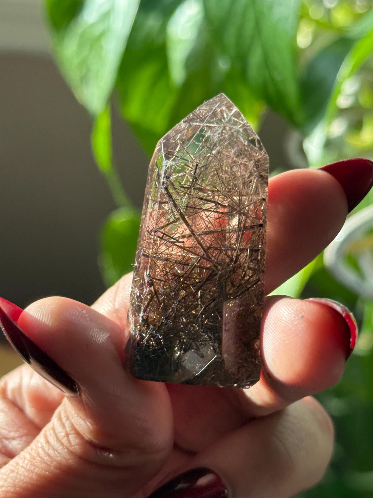 Silver Rutilated Quartz, Black Rutile, Titanium dioxide mineral, Rutilated Quartz, Rutile Quartz, Mini