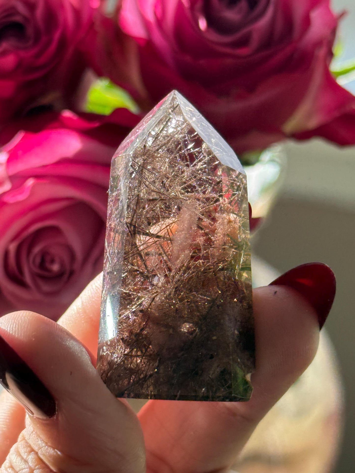 Silver Rutilated Quartz, Black Rutile, Titanium dioxide mineral, Rutilated Quartz, Rutile Quartz, Mini