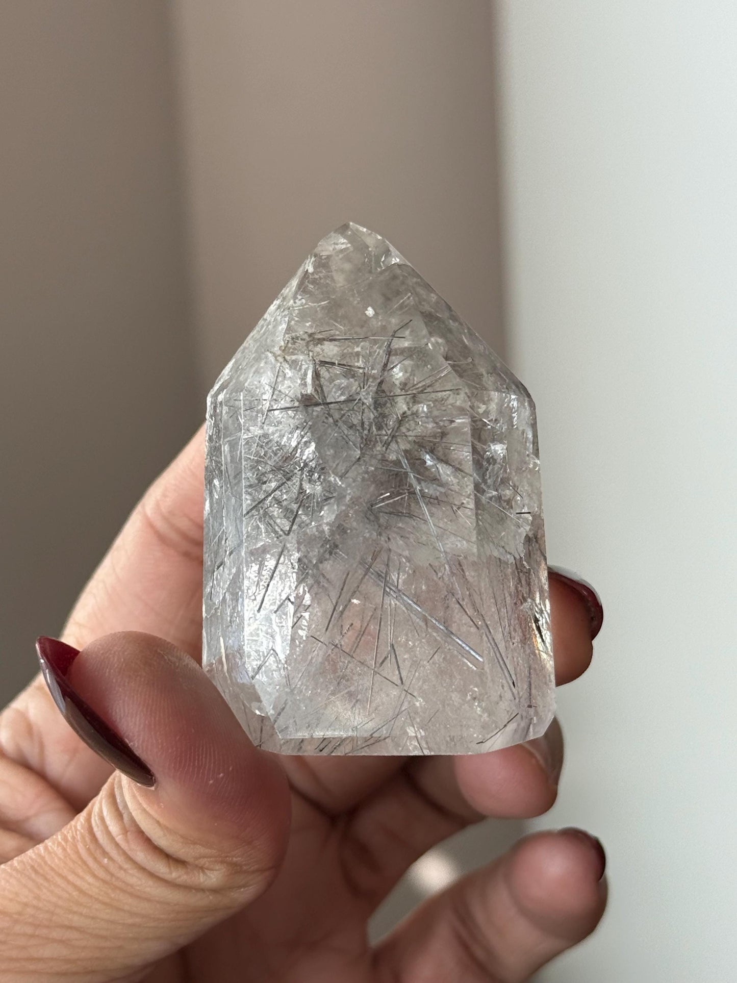 Silver Rutilated Quartz, Titanium dioxide mineral, Rutilated Quartz, Rutile Quartz, Garden Quartz, Polished Lodolite Quartz, Crystal Gifts,