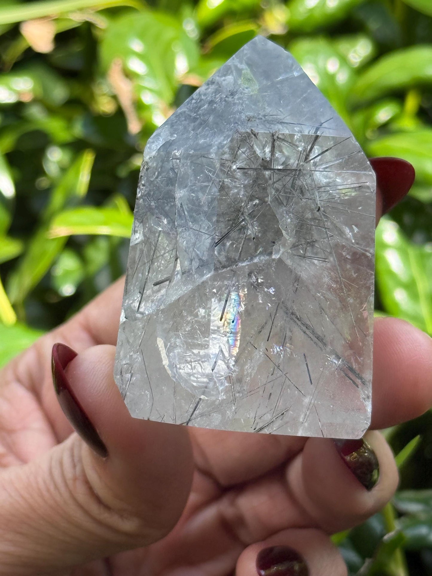 Silver Rutilated Quartz, Titanium dioxide mineral, Rutilated Quartz, Rutile Quartz, Garden Quartz, Polished Lodolite Quartz, Crystal Gifts,
