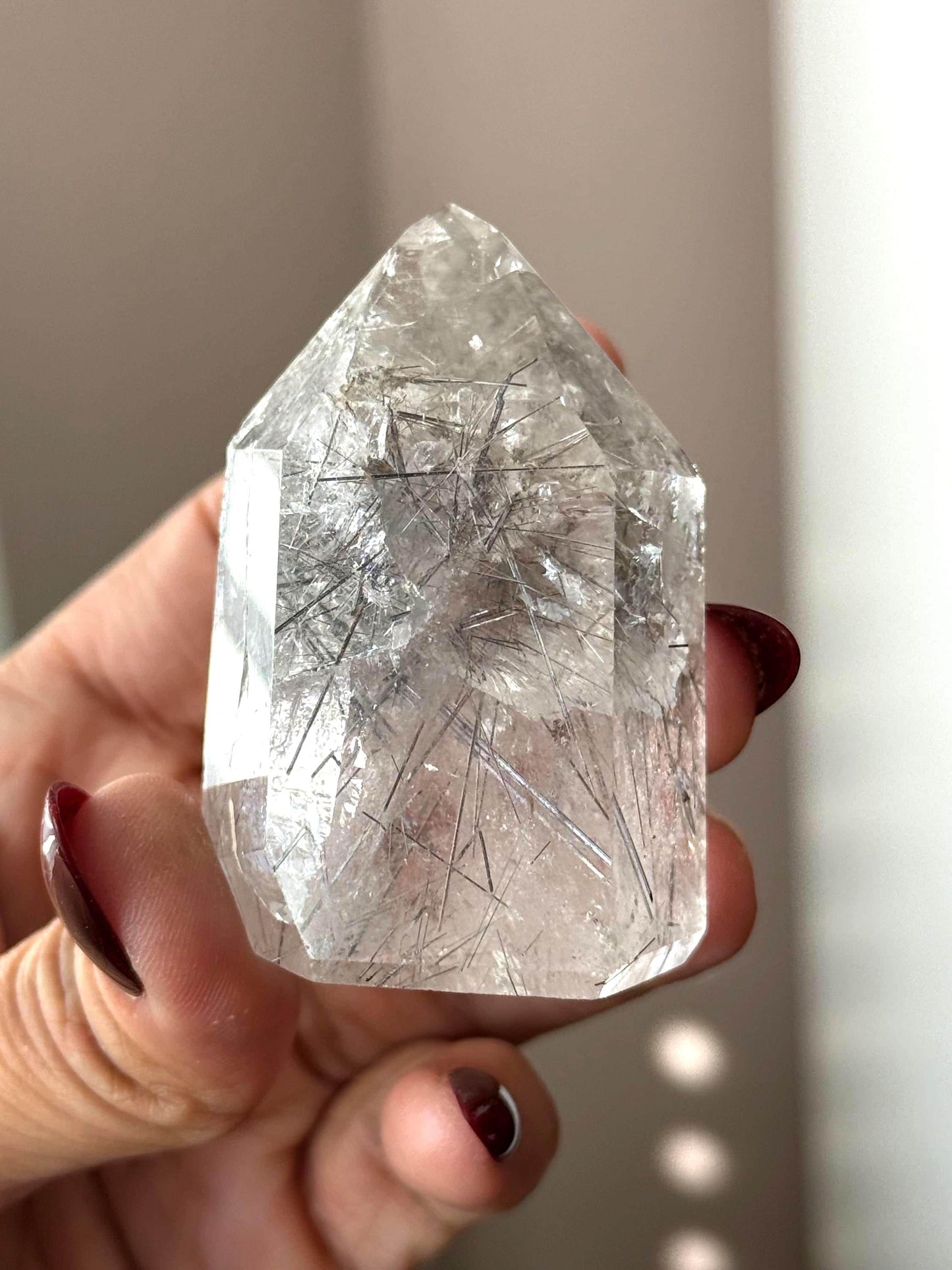 Silver Rutilated Quartz, Titanium dioxide mineral, Rutilated Quartz, Rutile Quartz, Garden Quartz, Polished Lodolite Quartz, Crystal Gifts,