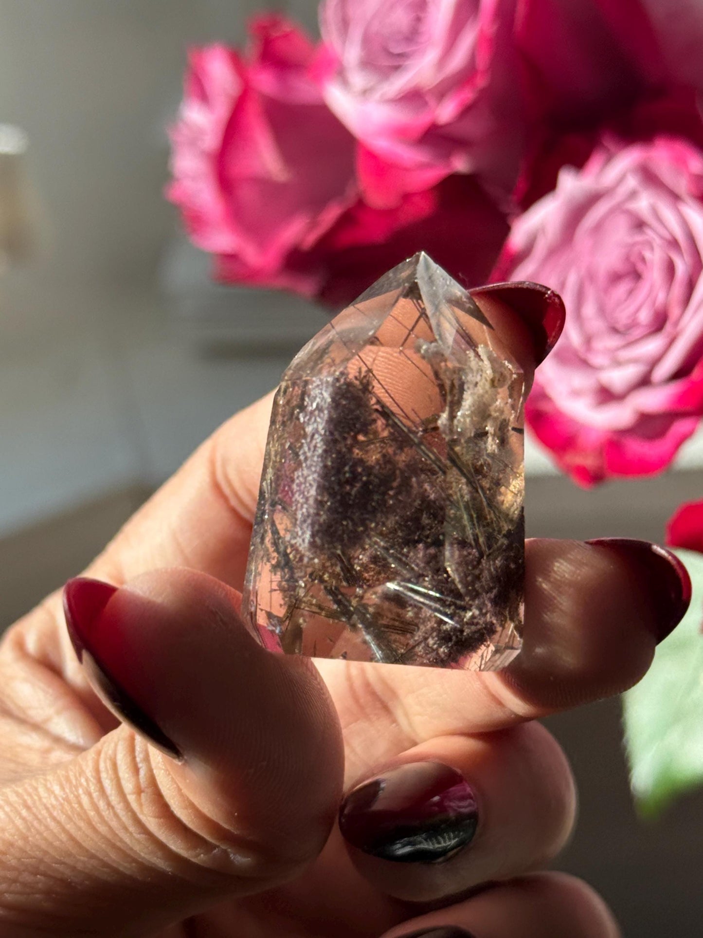 Silver Rutilated Quartz, Titanium dioxide mineral, Black Rutile, Rutilated Quartz, Rutile Quartz, Garden Quartz, MINI SIZE